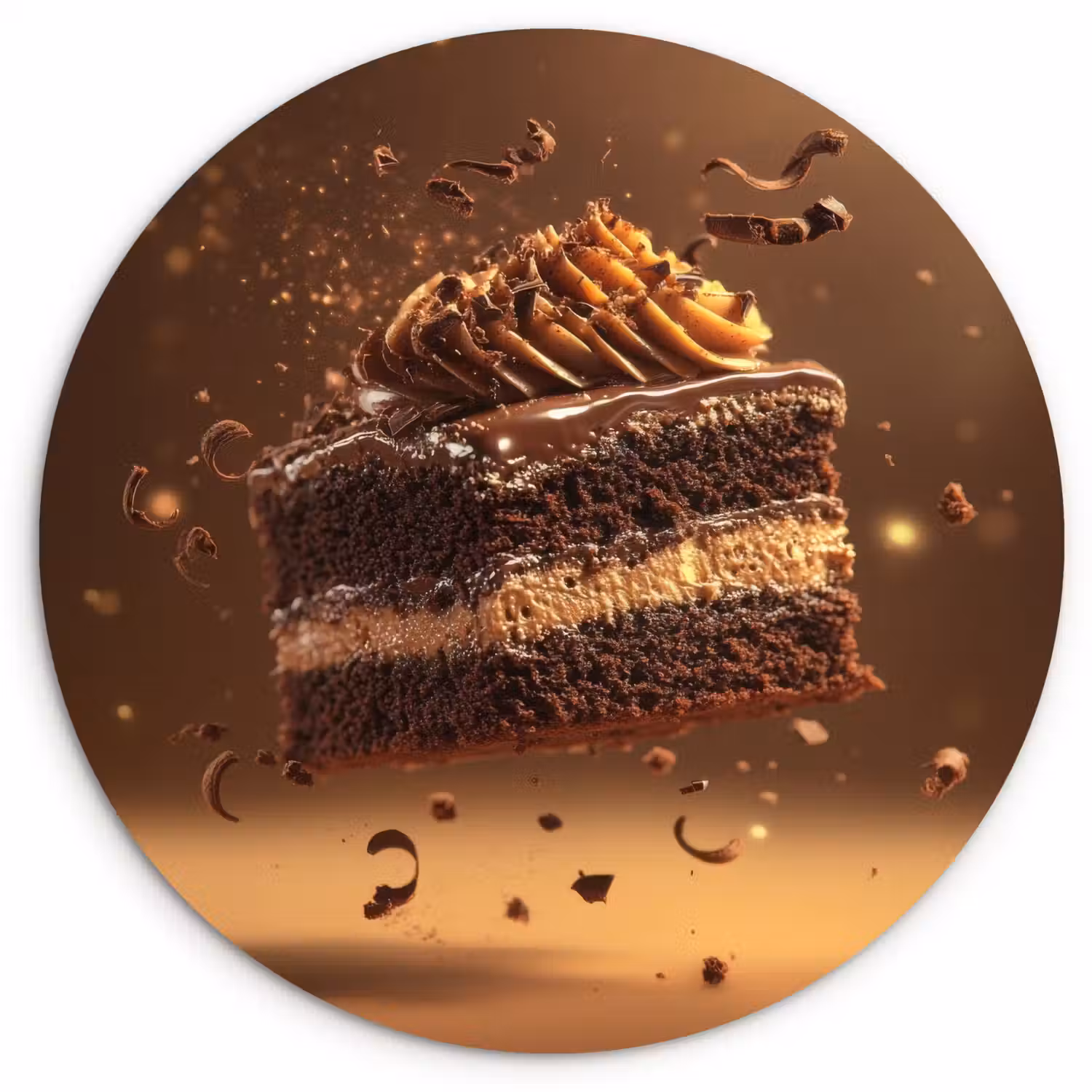 Taart - Chocolade - Eten - Brownie Wandcirkel plexiglas klein -3d