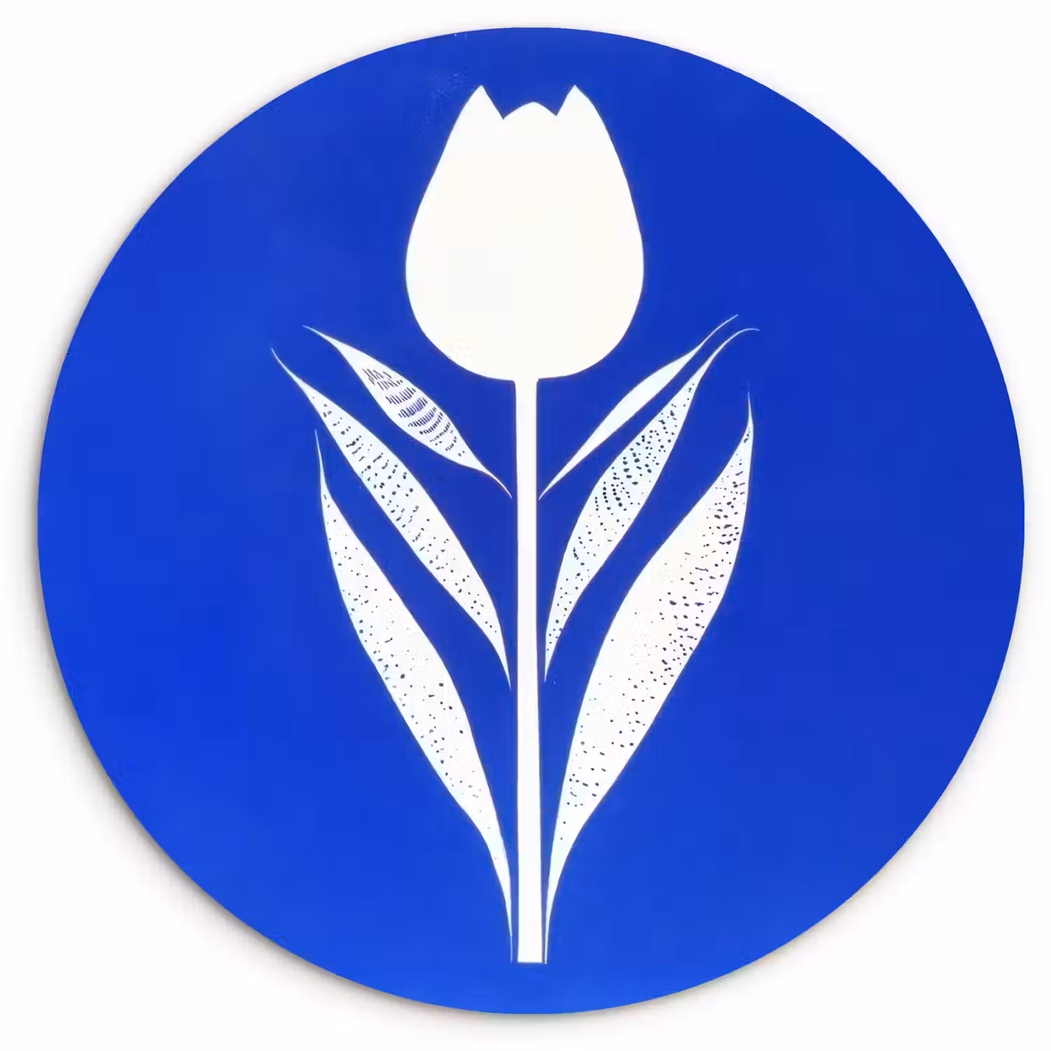Tulp - Minimalistisch - Bladeren - Wit Wandcirkel plexiglas klein -3d