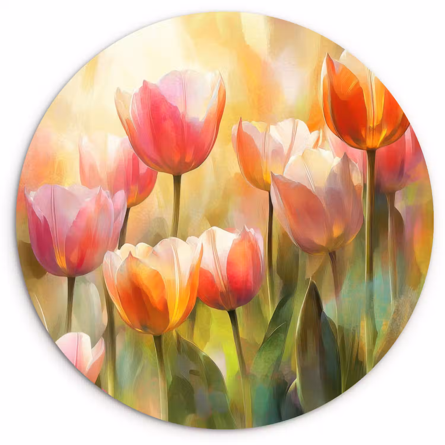 Tulpen - Sprookjesachtig - Kleurrijk Wandcirkel plexiglas klein -3d