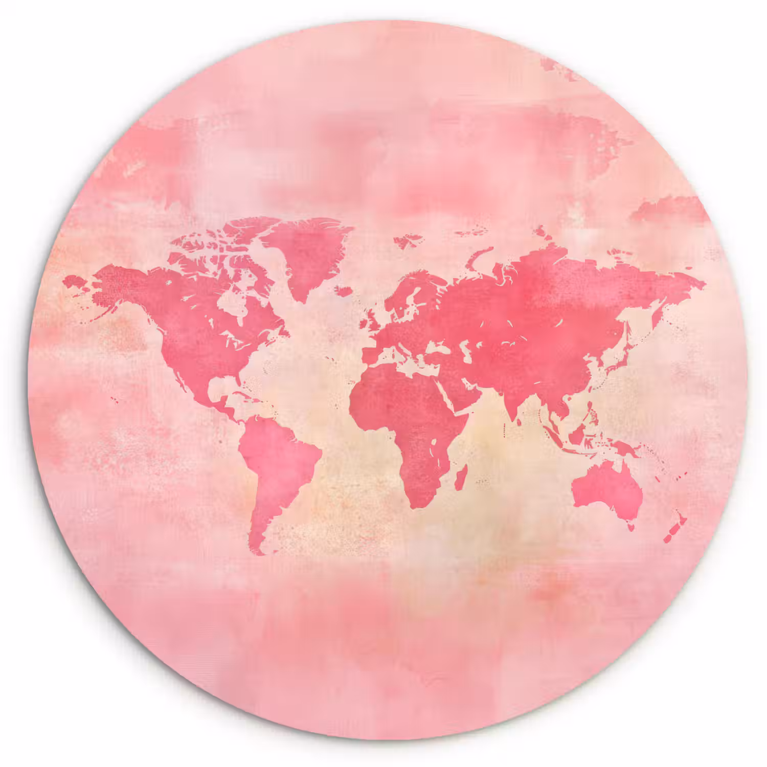 Wereldkaart - Roze - Vaag Wandcirkel plexiglas klein -3d