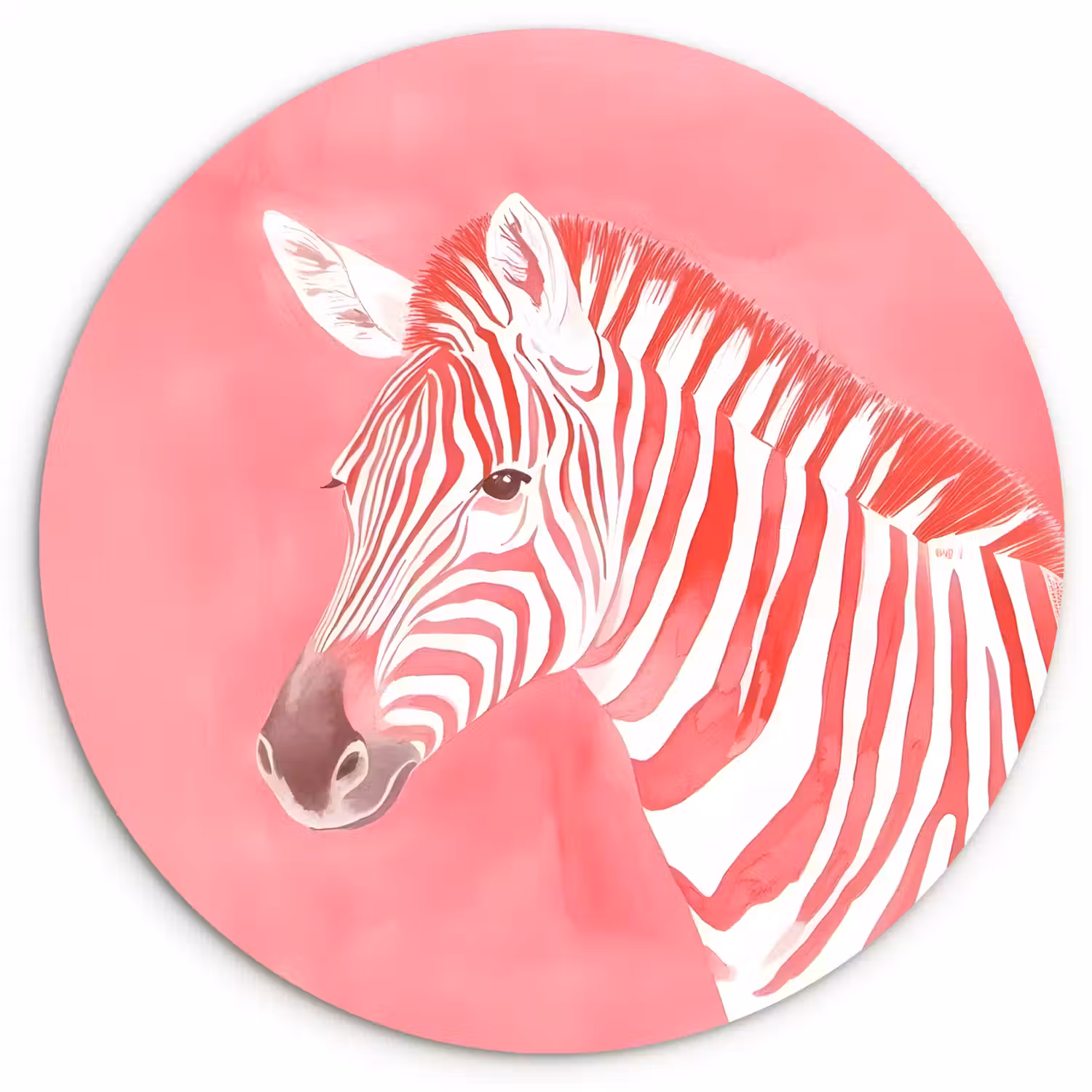 Zebra - Pink - Verf Wandcirkel plexiglas klein -3d