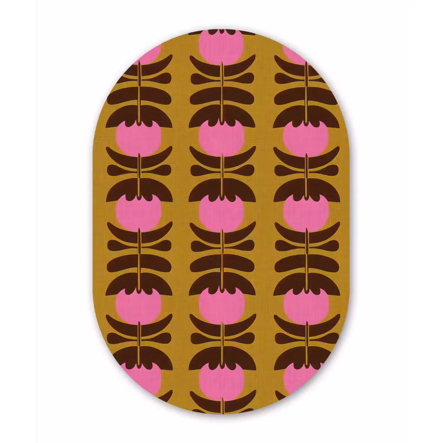 Abstract - Bloemen - Roze Wandcirkel Ovaal Aluminium middel 839 -3d