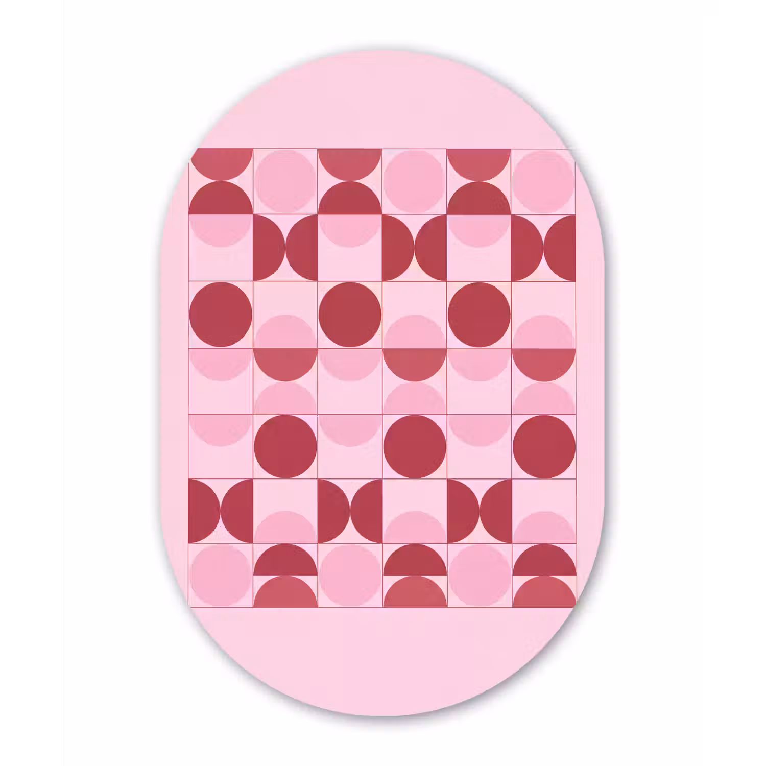 Abstract - Geometrisch - Cirkels - Roze - Modern Wandcirkel Ovaal Aluminium middel -3d
