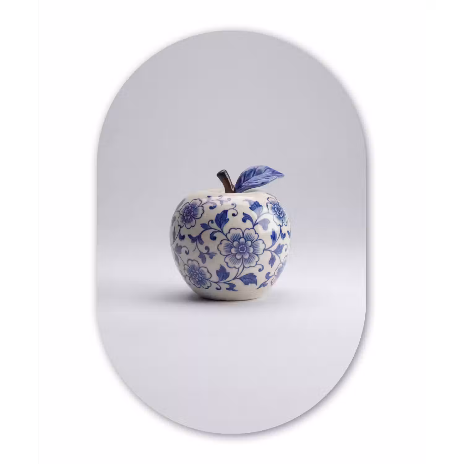 Appel - Blauw - Klassiek Wandcirkel Ovaal Aluminium middel -3d