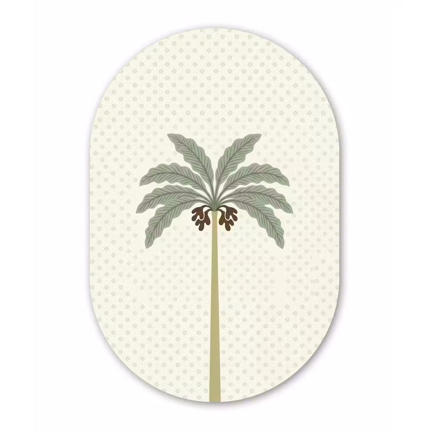 Boom - Bladeren - Groen - Decoratief - Beige Wandcirkel Ovaal Aluminium middel -3d