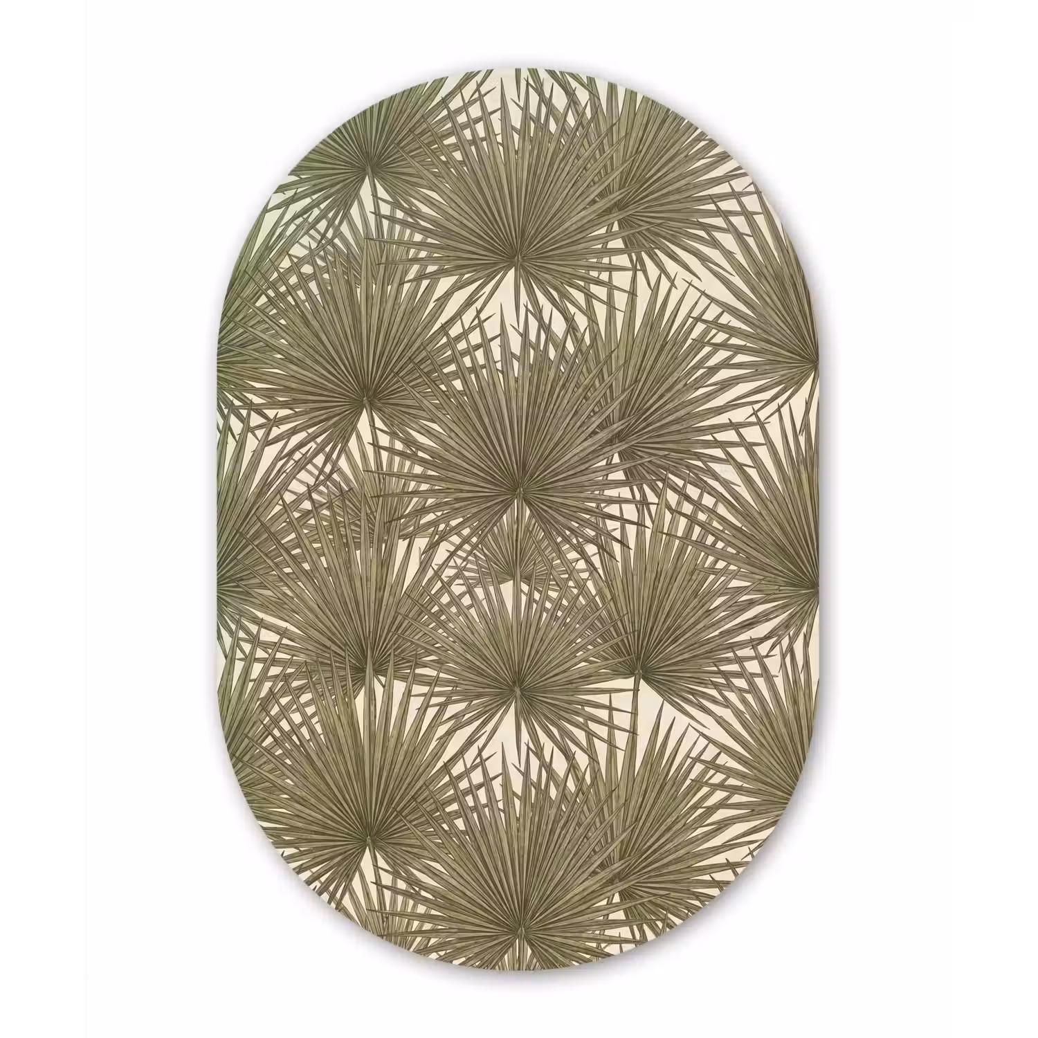 Blad - Tropisch - Patroon - Natuur - Groen Wandcirkel Ovaal Aluminium middel -3d