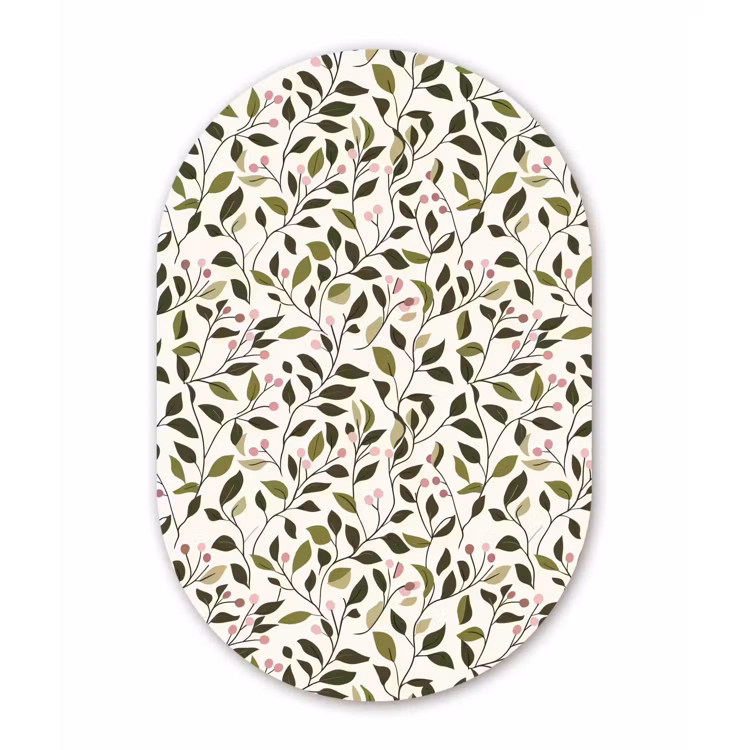 Bladeren - Bessen - Roze Wandcirkel Ovaal Aluminium middel 839 -3d