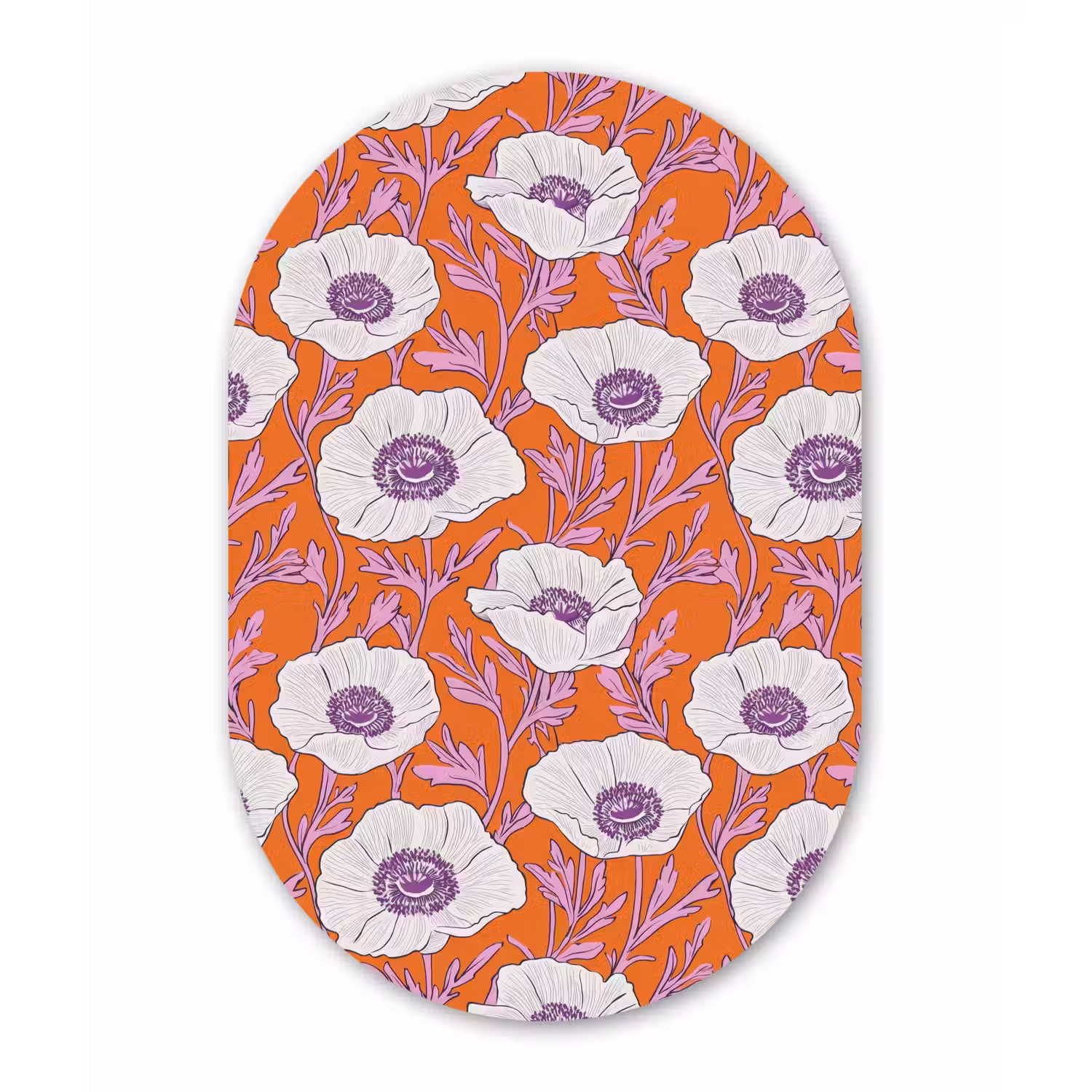 Bloemen - Grafisch - Oranje Wandcirkel Ovaal Aluminium middel 839 -3d