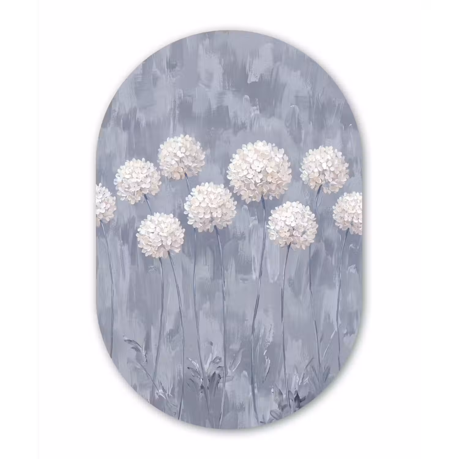 Bloemen - Illustratie - Blauw Wandcirkel Ovaal Aluminium middel -3d