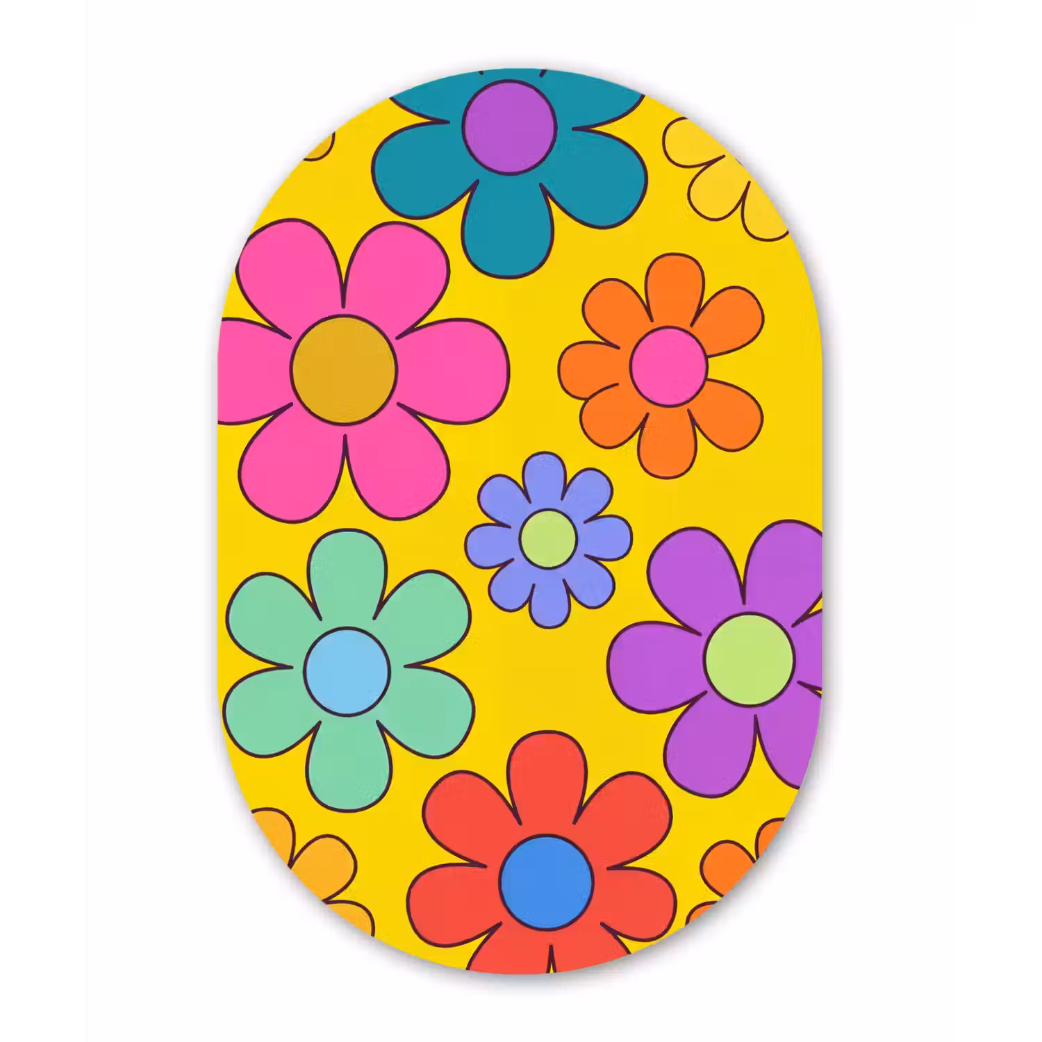 Bloemen - Illustratie - Kleurrijk Wandcirkel Ovaal Aluminium middel -3d