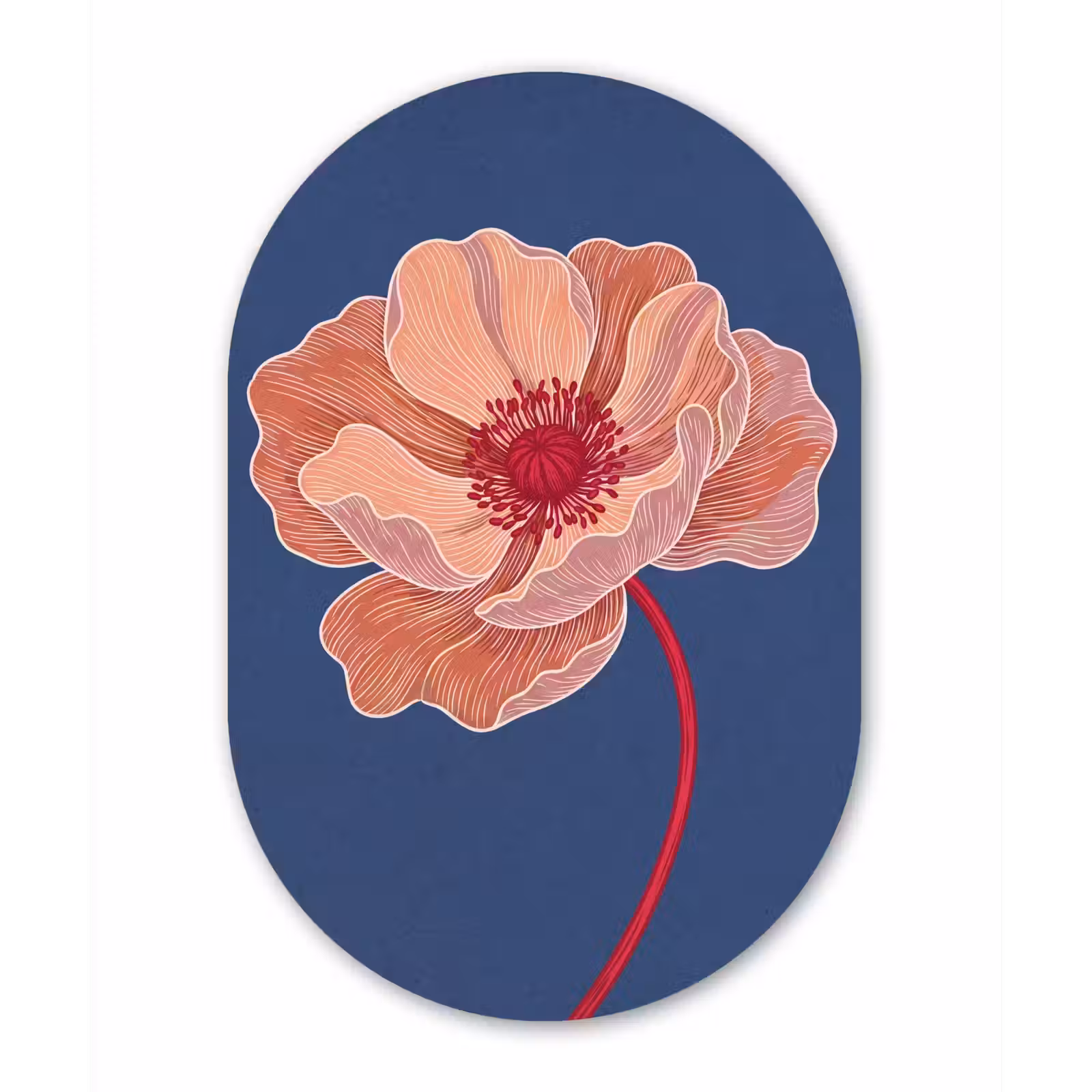 Wandoval - Aluminium - Blumen – Modern – Abstrakt - Bloemen - Modern - Abstract Wandcirkel Ovaal Aluminium middel