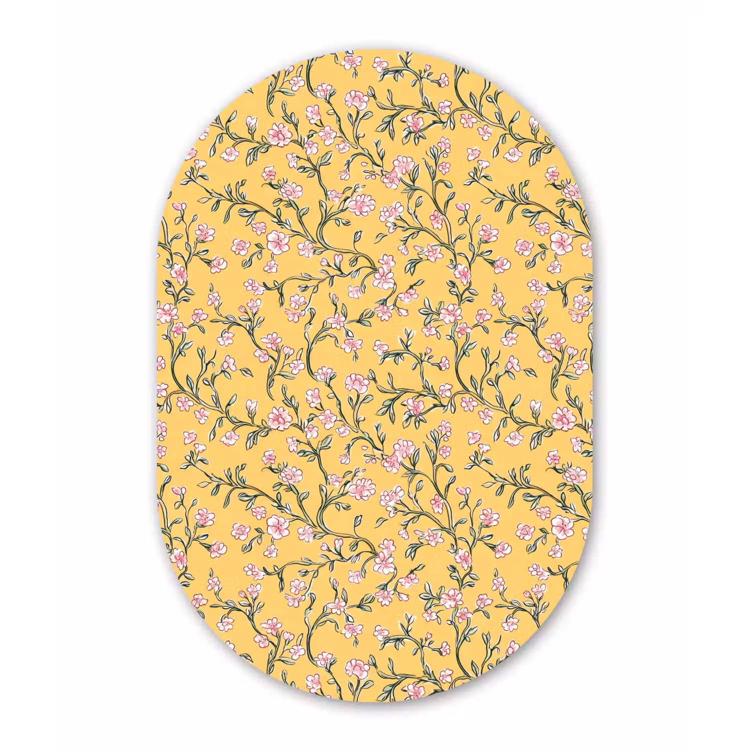 Bloemen - Motief - Geel Wandcirkel Ovaal Aluminium middel 839 -3d