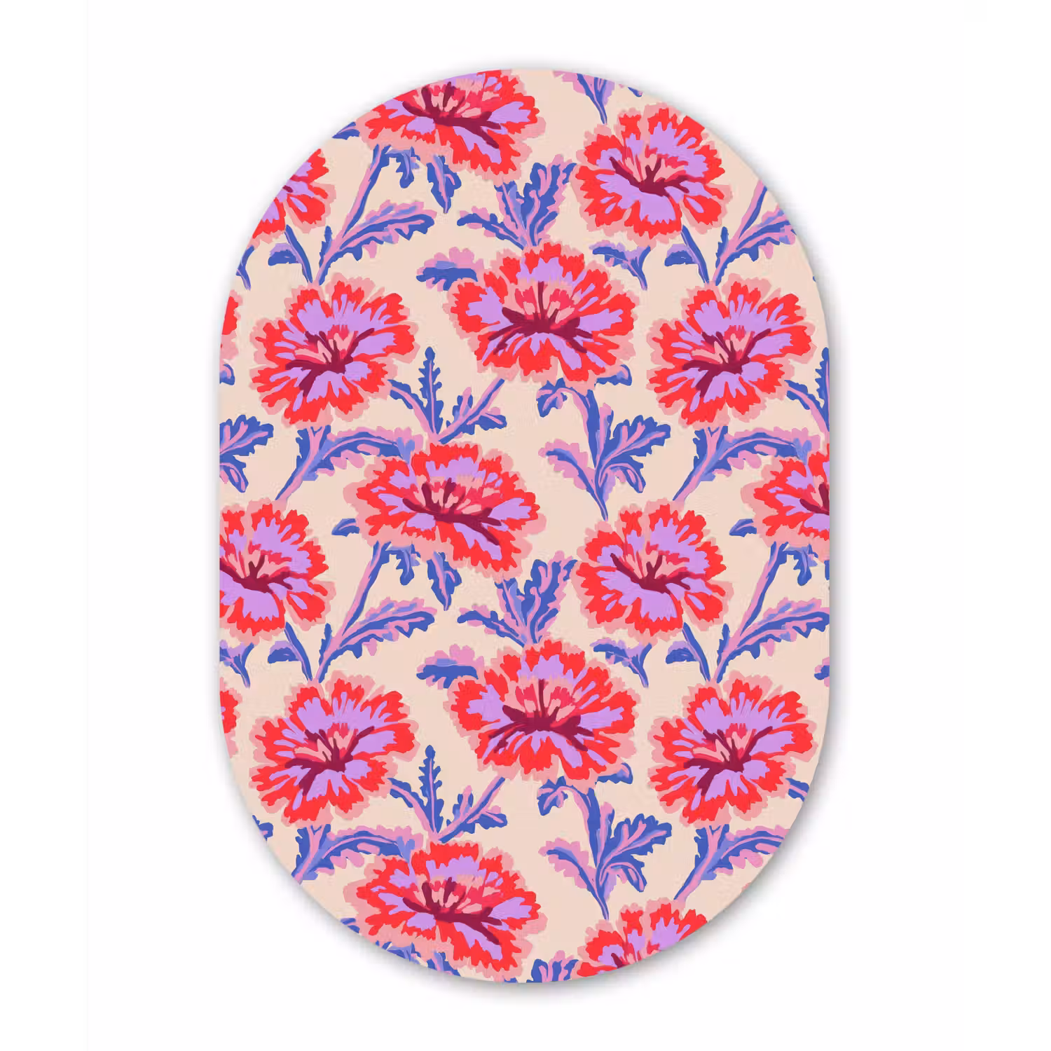 Bloemen - Patroon - Meerkleurig Wandcirkel Ovaal Aluminium middel 839 -3d