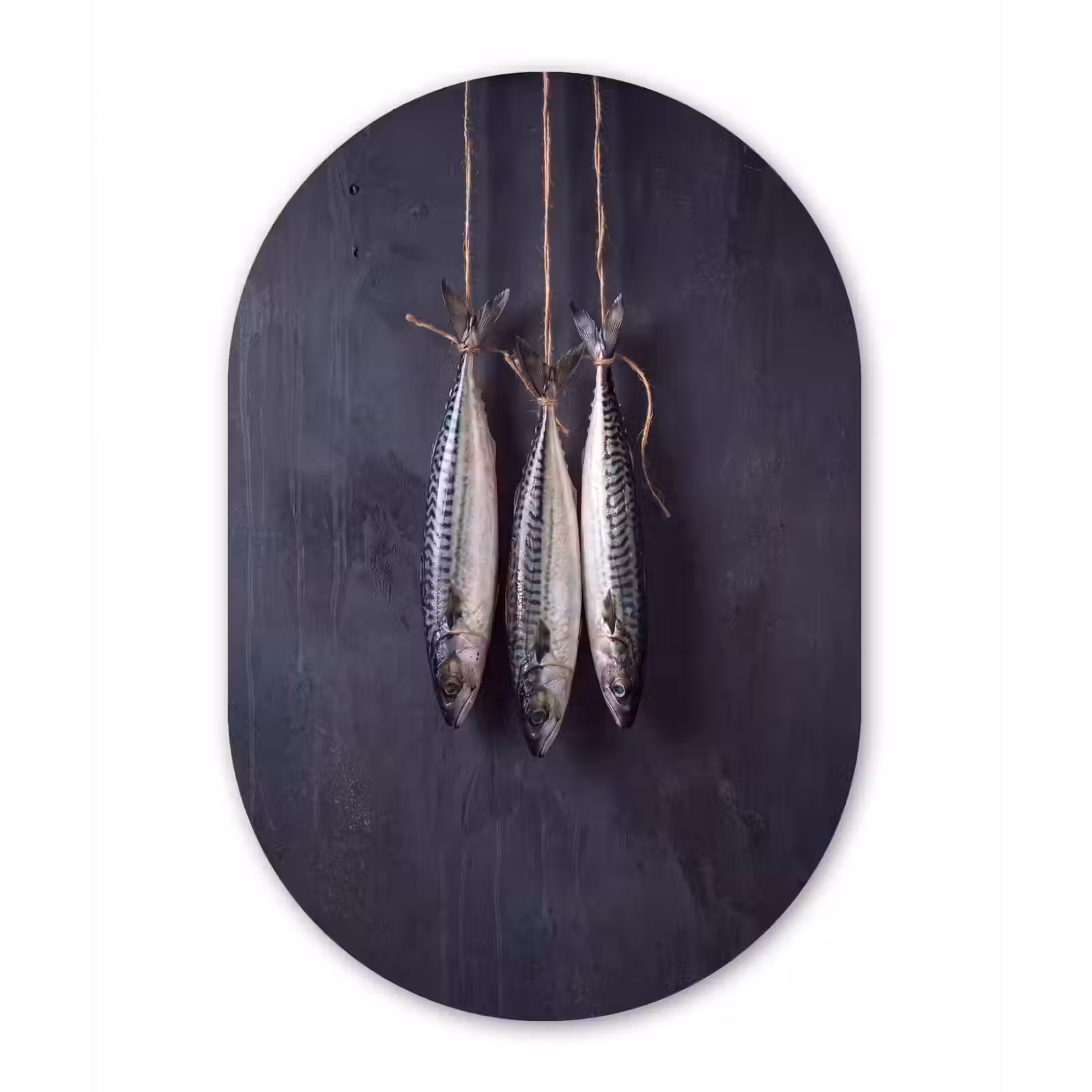 Wandoval - Aluminium - Drei Fische – Seil - Drie vissen - Touw Wandcirkel Ovaal Aluminium middel