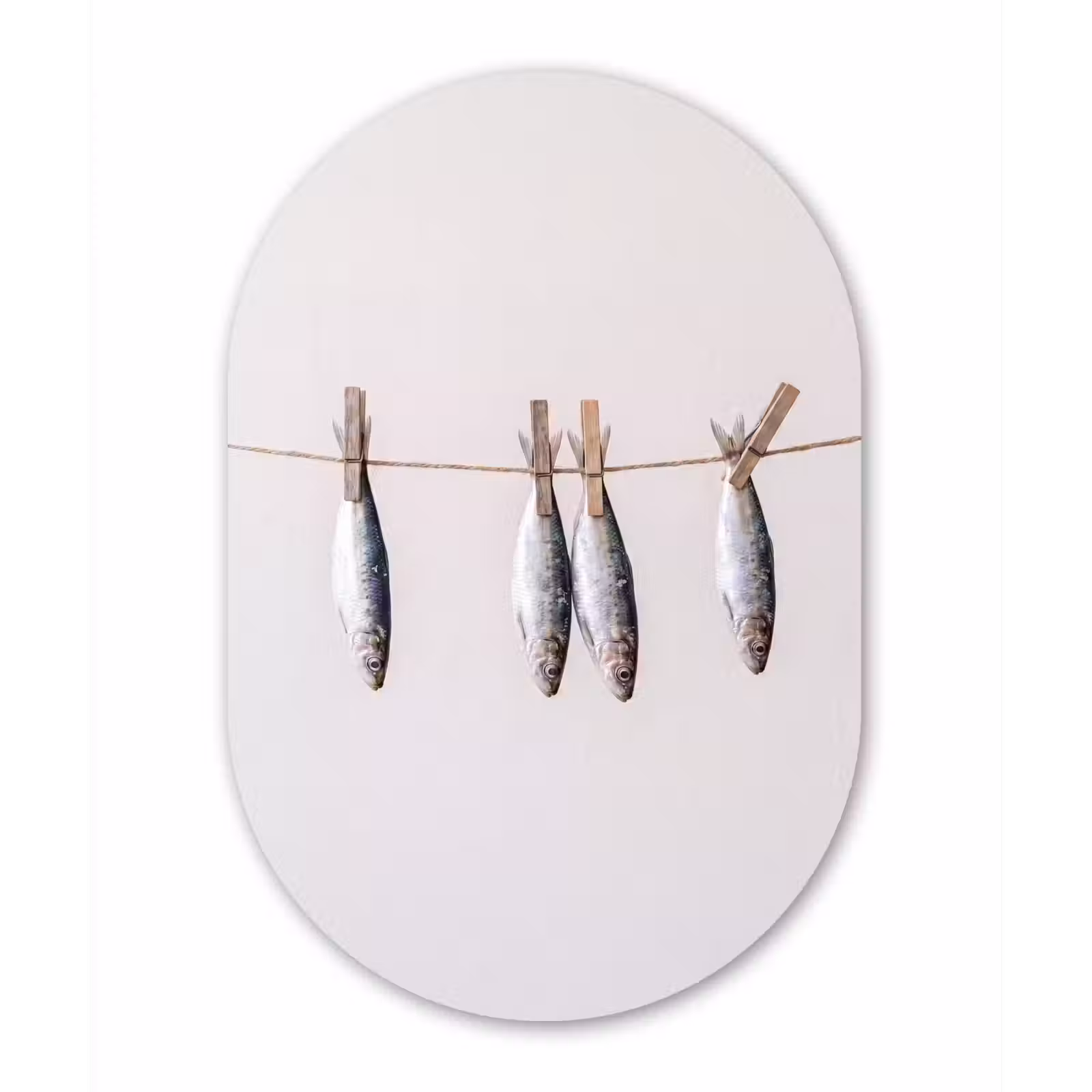 Wandoval - Aluminium - Fisch – Hängend – Essen - Vis - Hangend - Eten Wandcirkel Ovaal Aluminium middel