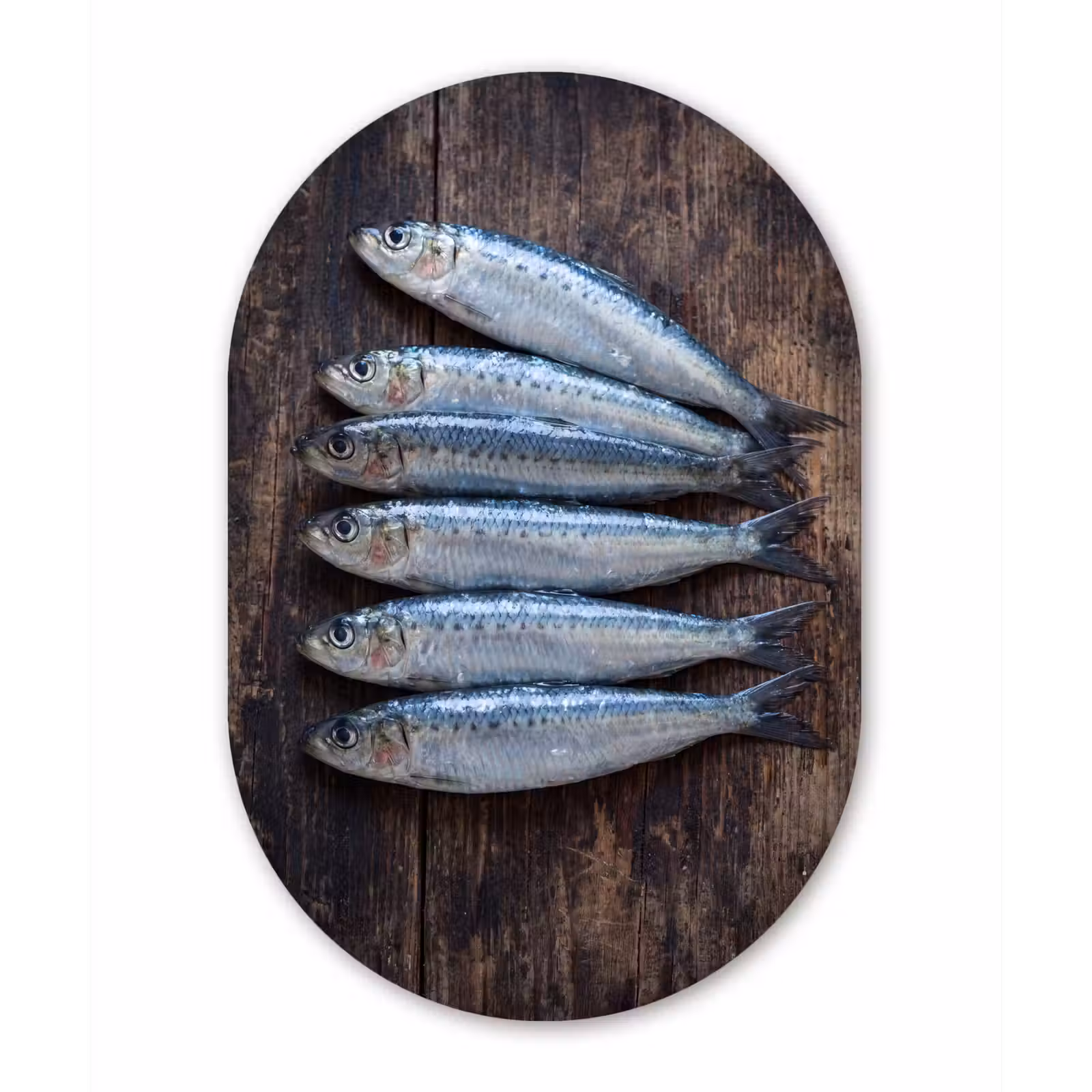 Wandoval - Aluminium - Fisch – Holz – Essen - Vis - Hout - Eten Wandcirkel Ovaal Aluminium middel