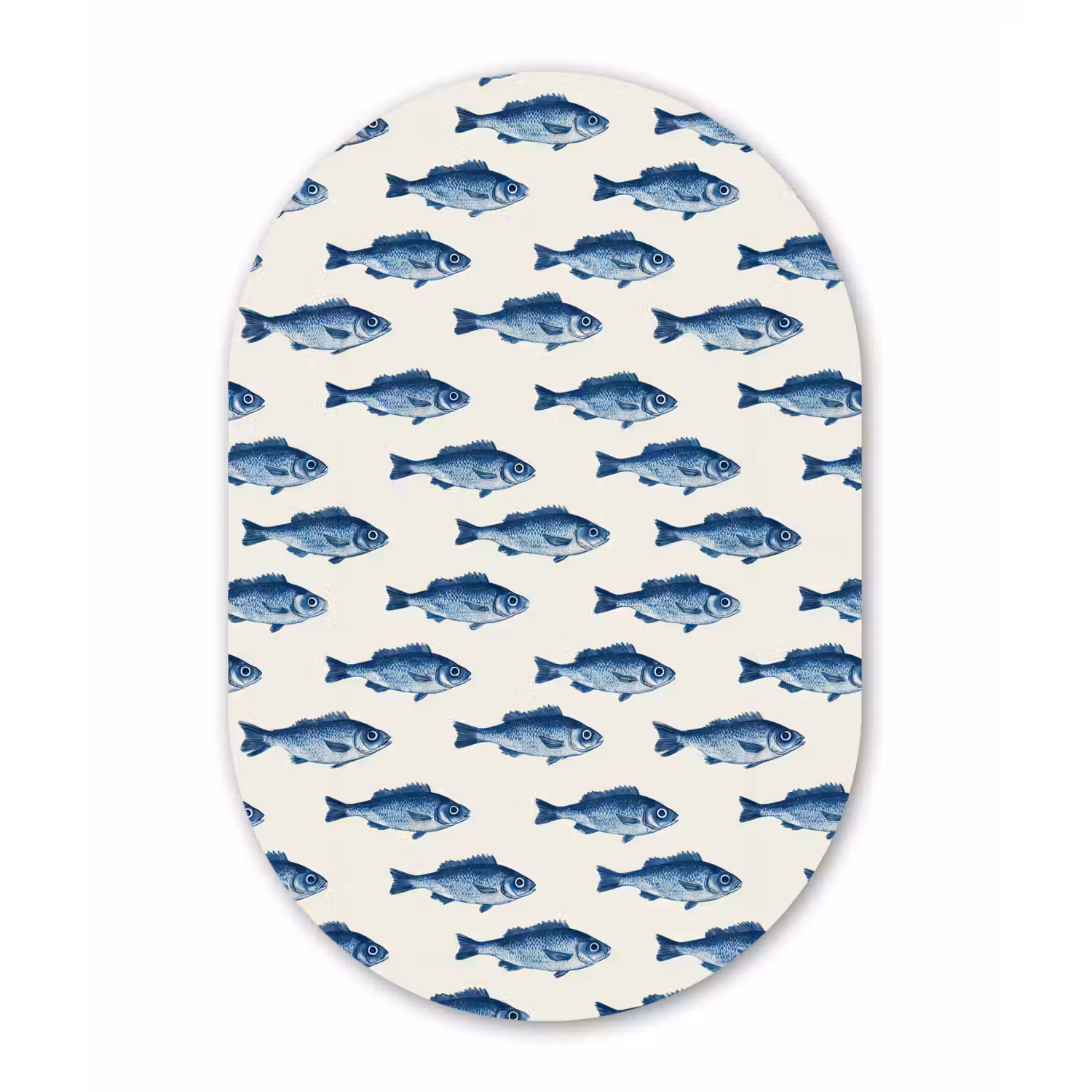 Vis - Patroon - Blauw Wandcirkel Ovaal Aluminium middel 839 -3d