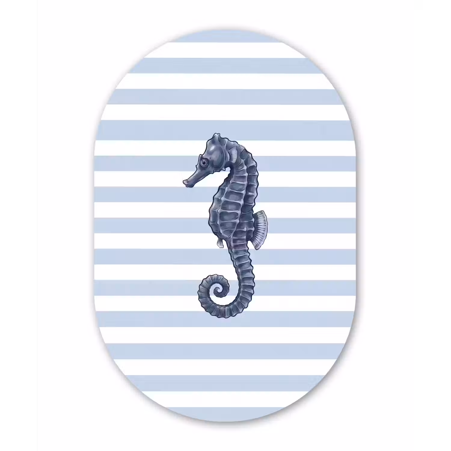 Vis - Oceaan - Illustratie - Blauw - Strepen Wandcirkel Ovaal Aluminium middel -3d