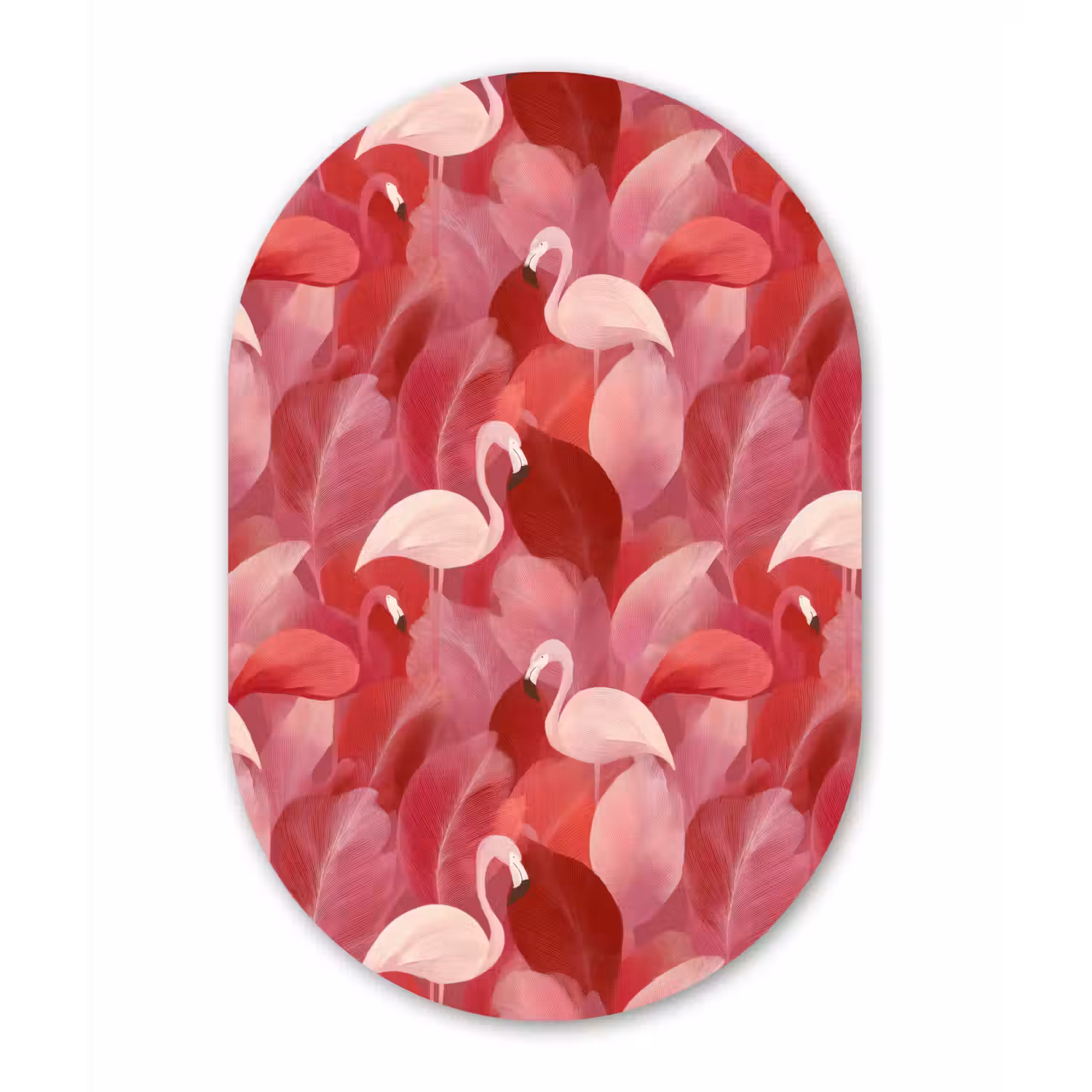 Flamingo - Botanisch - Elegant - Roze - Rood Wandcirkel Ovaal Aluminium middel 839 -3d