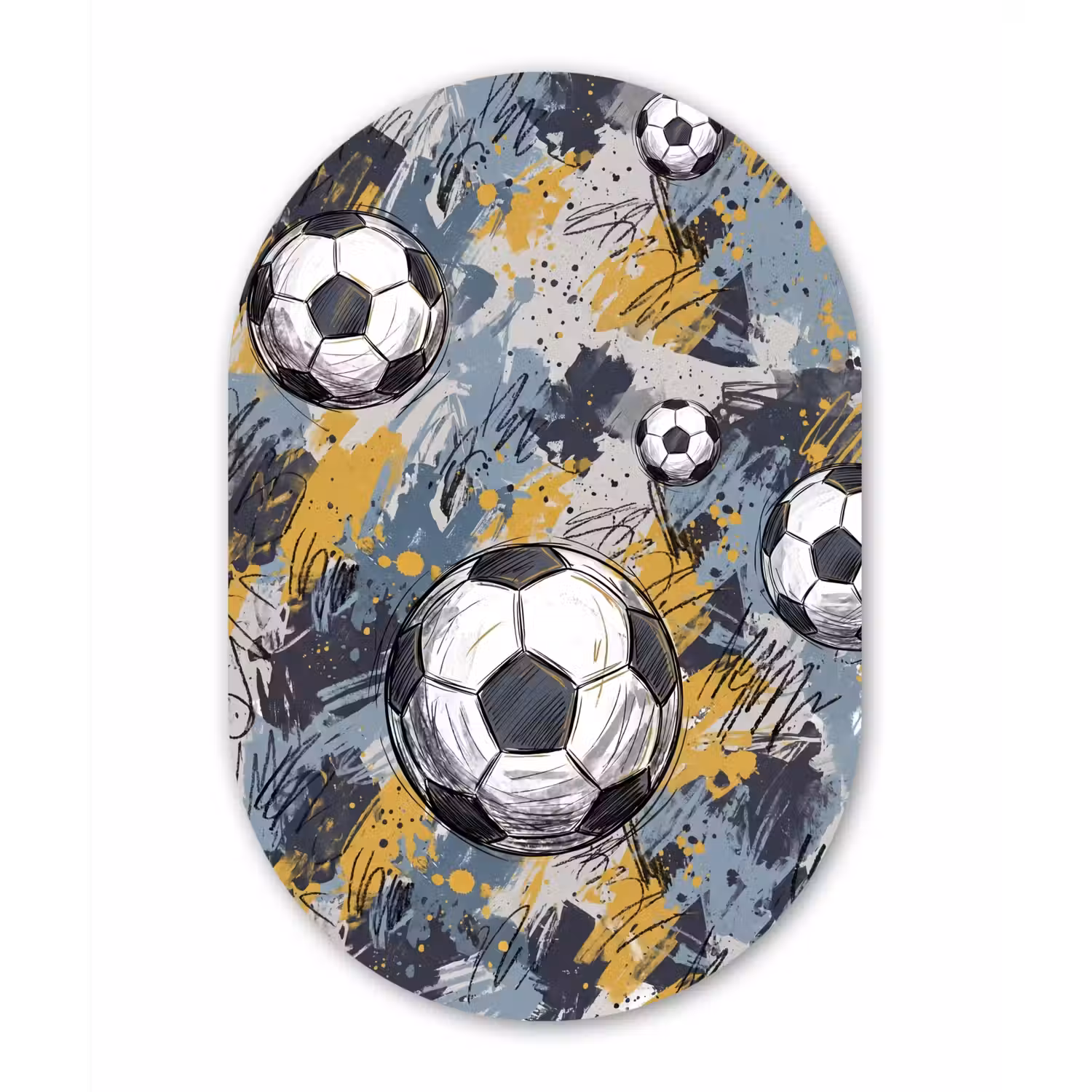 Voetbal - Abstract - Sport - Kleurrijk Wandcirkel Ovaal Aluminium middel -3d