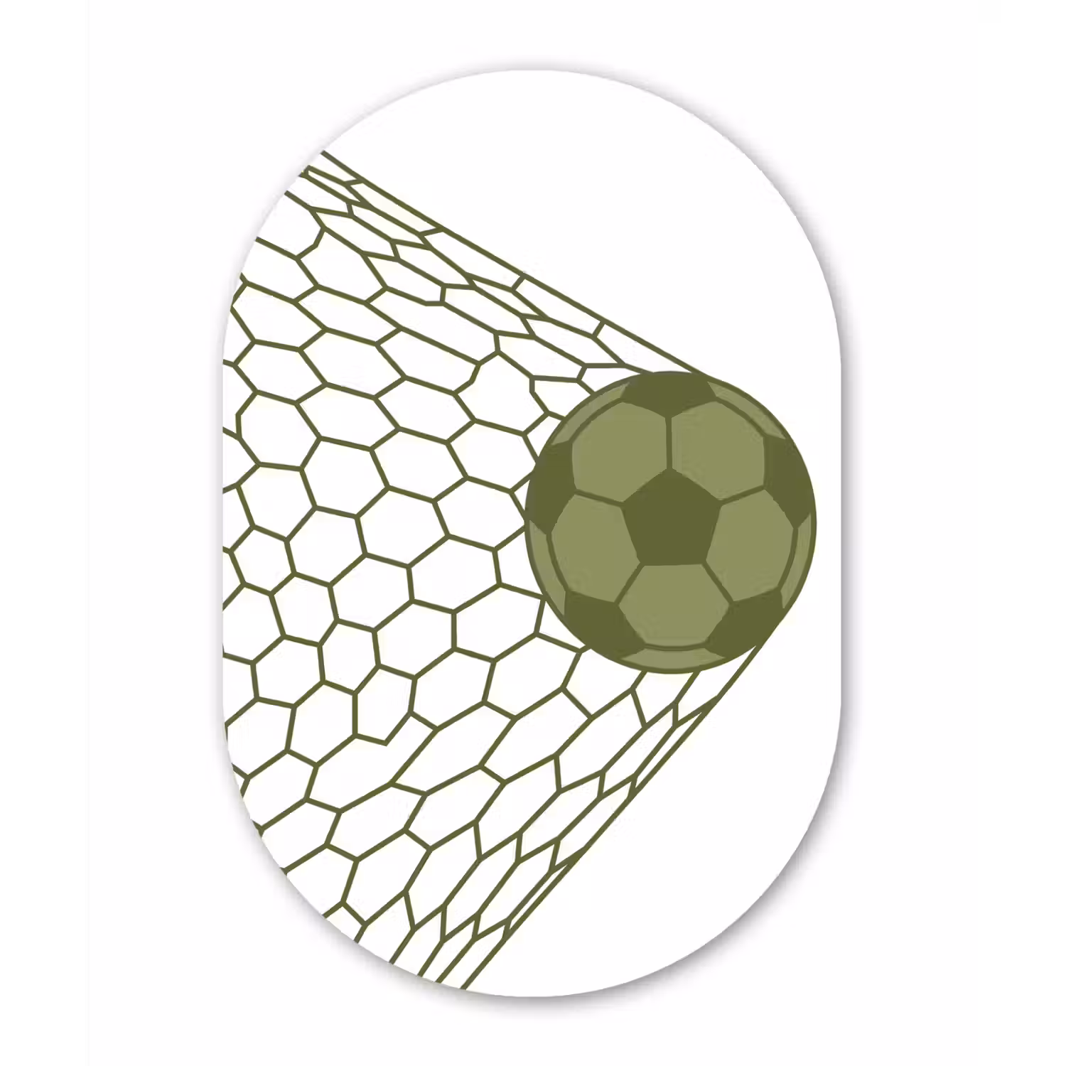 Voetbal - Goal - Sport - Groen Wandcirkel Ovaal Aluminium middel -3d