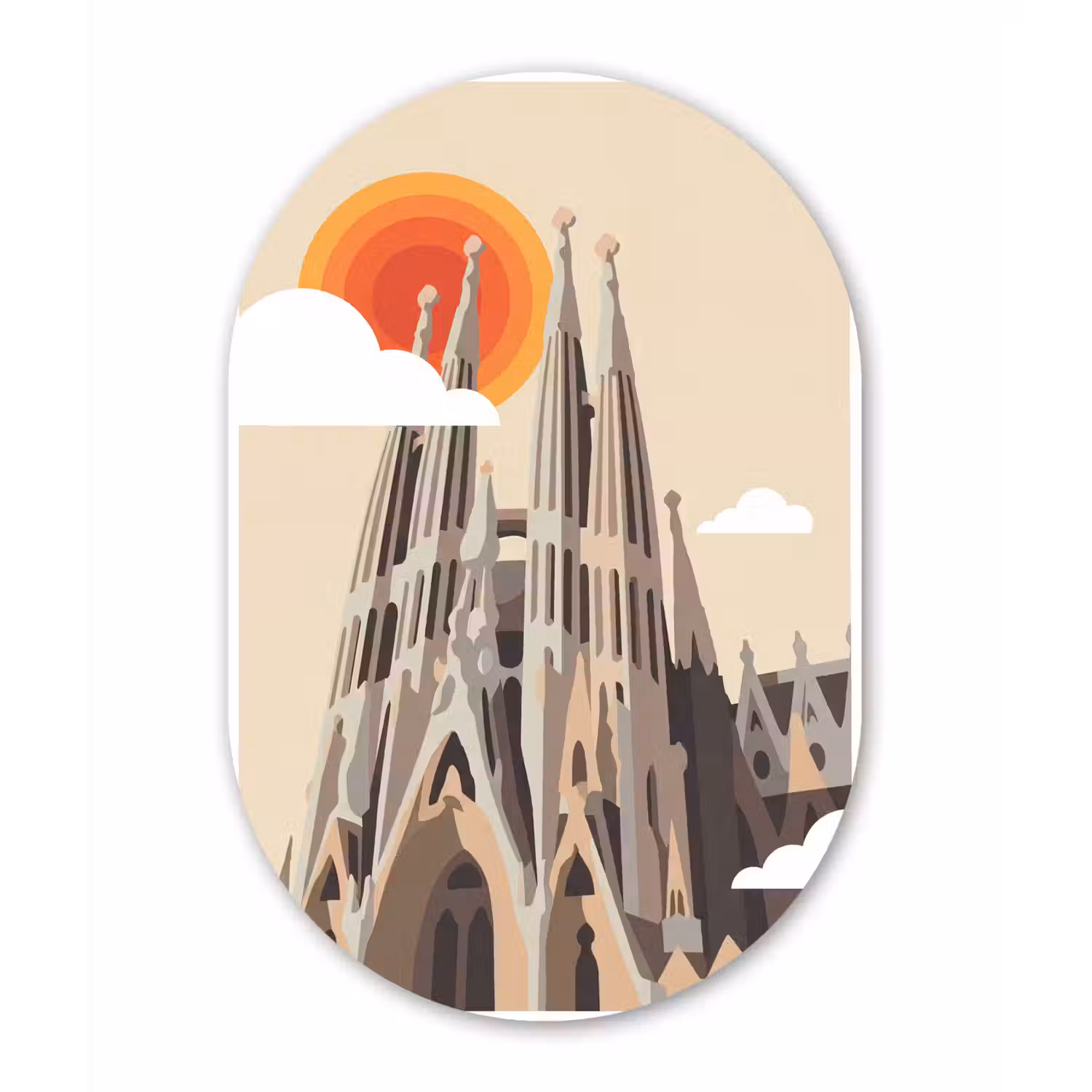 Gebouw - Torens - Architectuur - Abstract - Zonsondergang Wandcirkel Ovaal Aluminium middel -3d