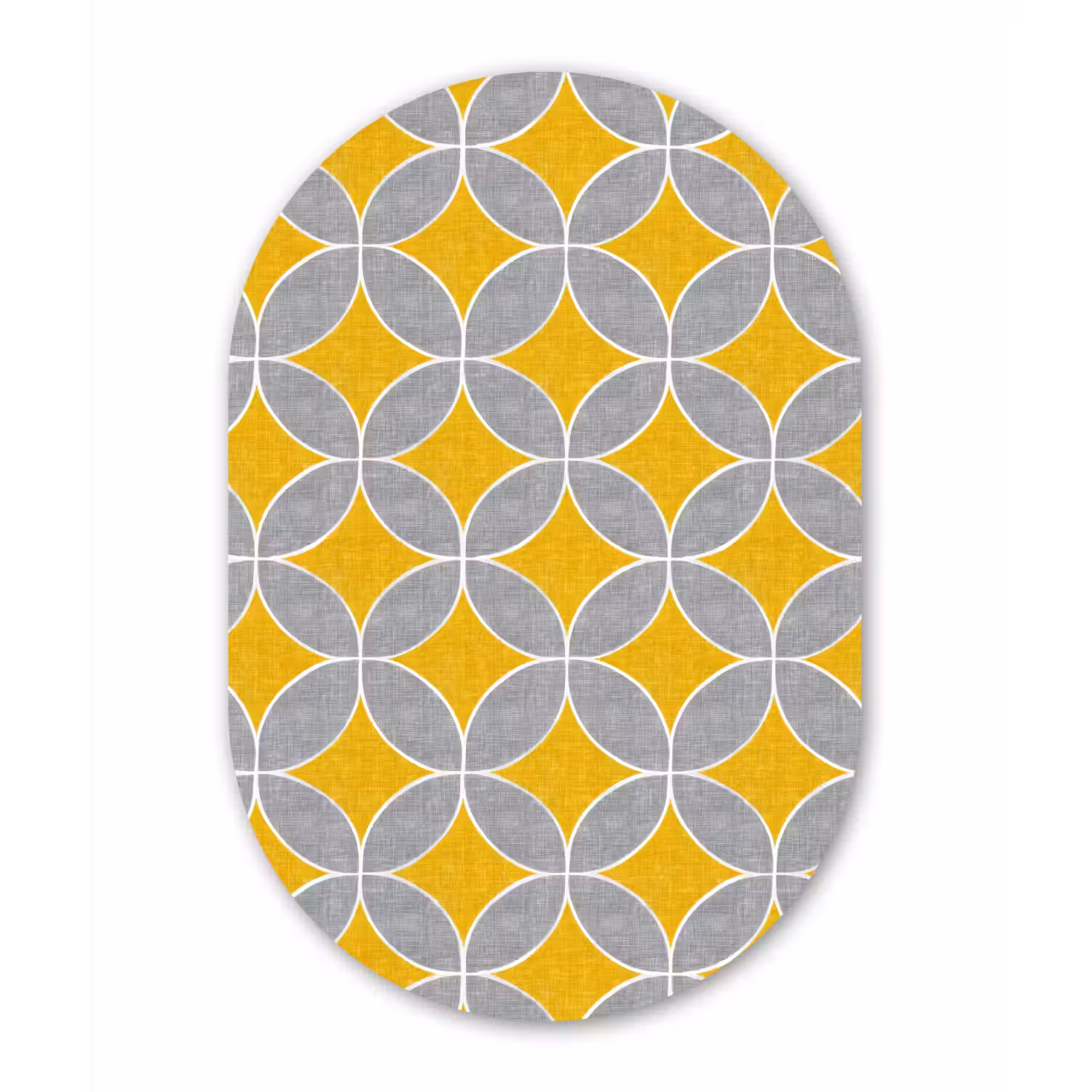 Geometrisch - Cirkels - Textuur - Grijs - Geel Wandcirkel Ovaal Aluminium middel 839 -3d