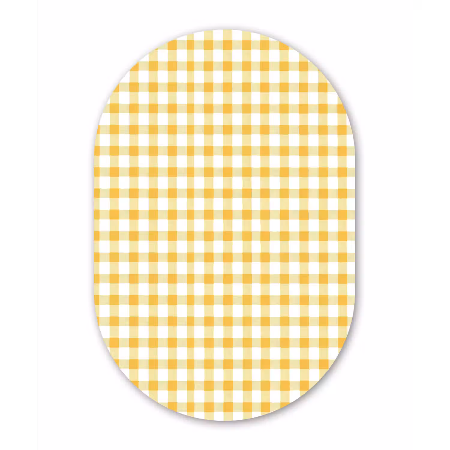 Ruit - Gingham - Klassiek - Geel en Wit Wandcirkel Ovaal Aluminium middel 839 -3d