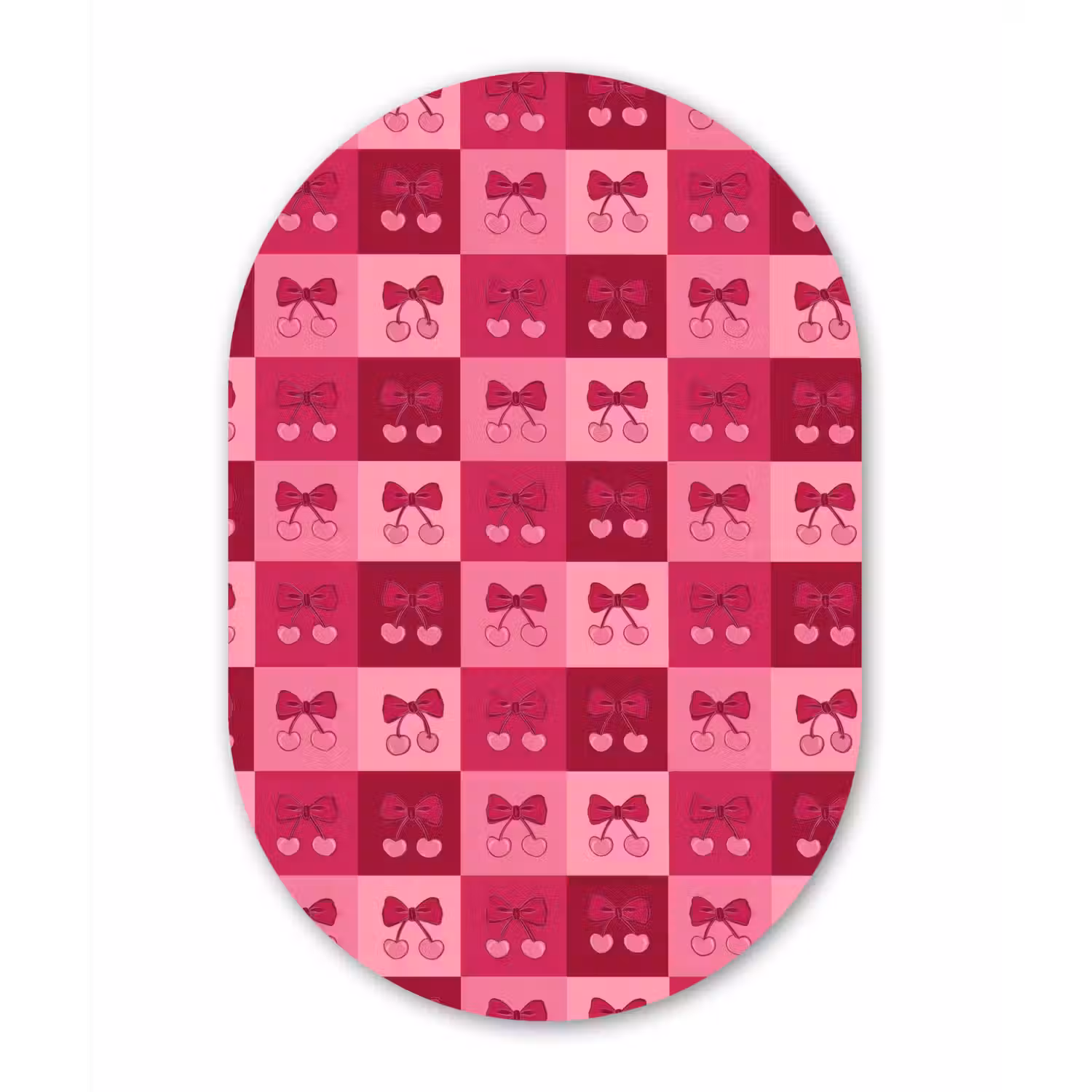 Kersen - Strikjes - Speels - Roze - Bordeaux Wandcirkel Ovaal Aluminium middel 839 -3d