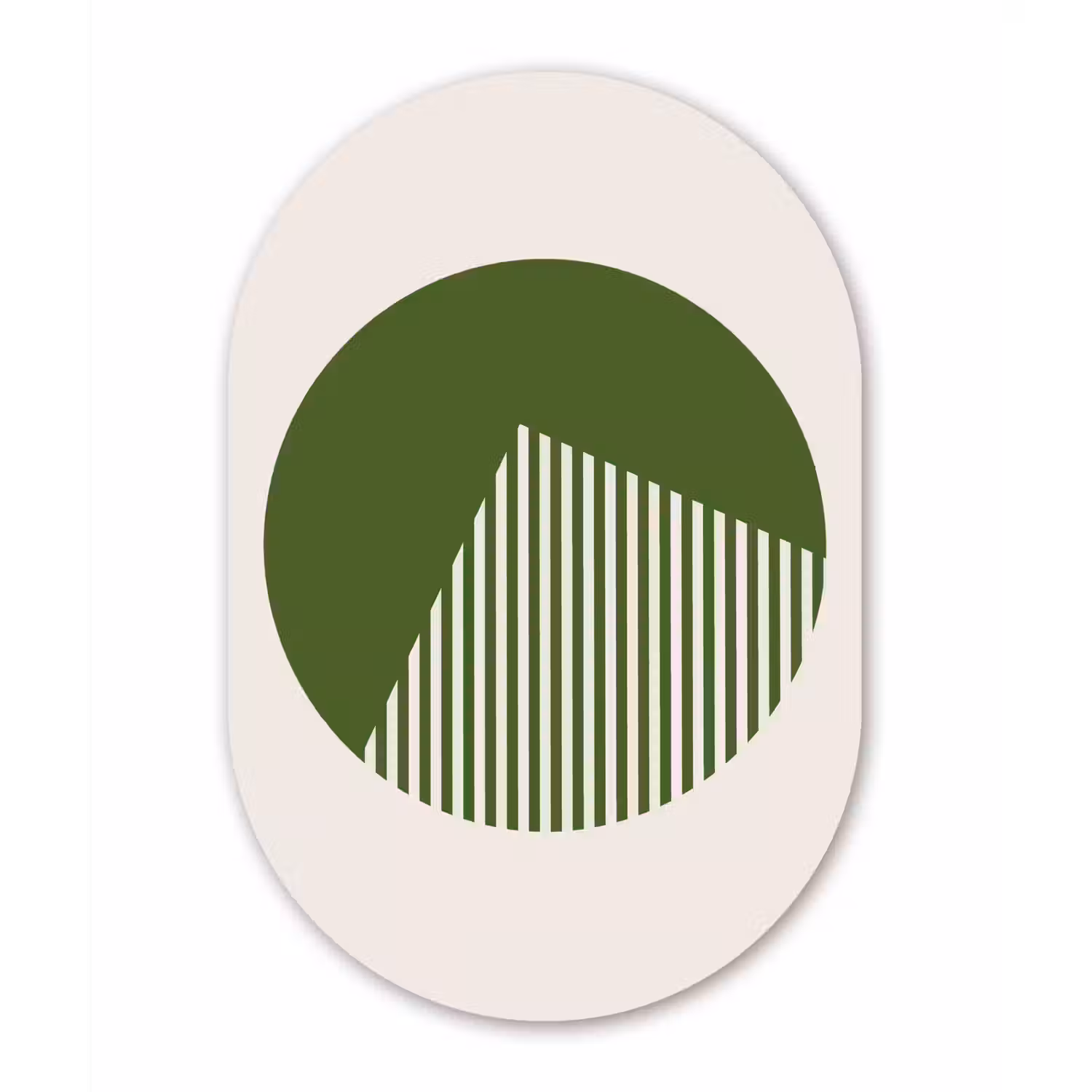 Cirkel - Strepen - Geometrisch - Abstract - Groen Wandcirkel Ovaal Aluminium middel -3d