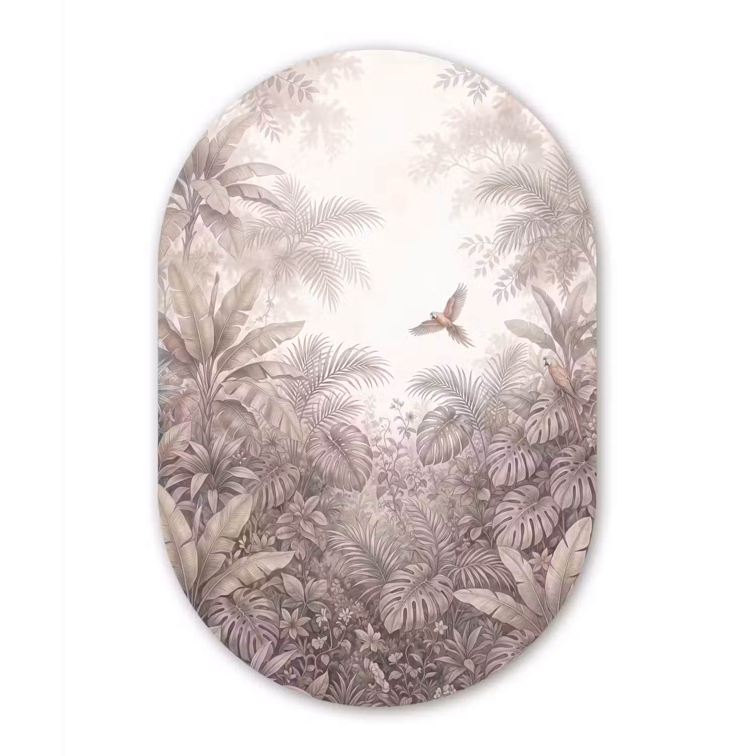 Papagaai - Jungle - Tropisch Wandcirkel Ovaal Aluminium middel -3d