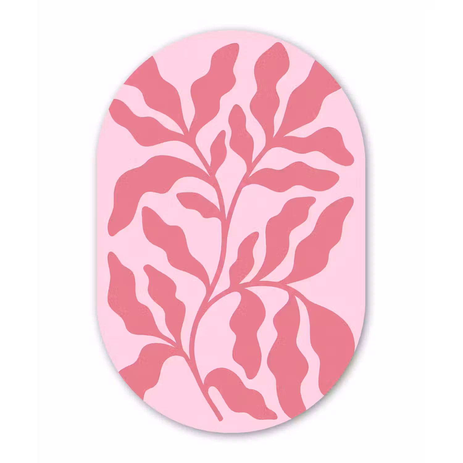 Planten - Organisch - Abstract - Modern - Roze Wandcirkel Ovaal Aluminium middel -3d