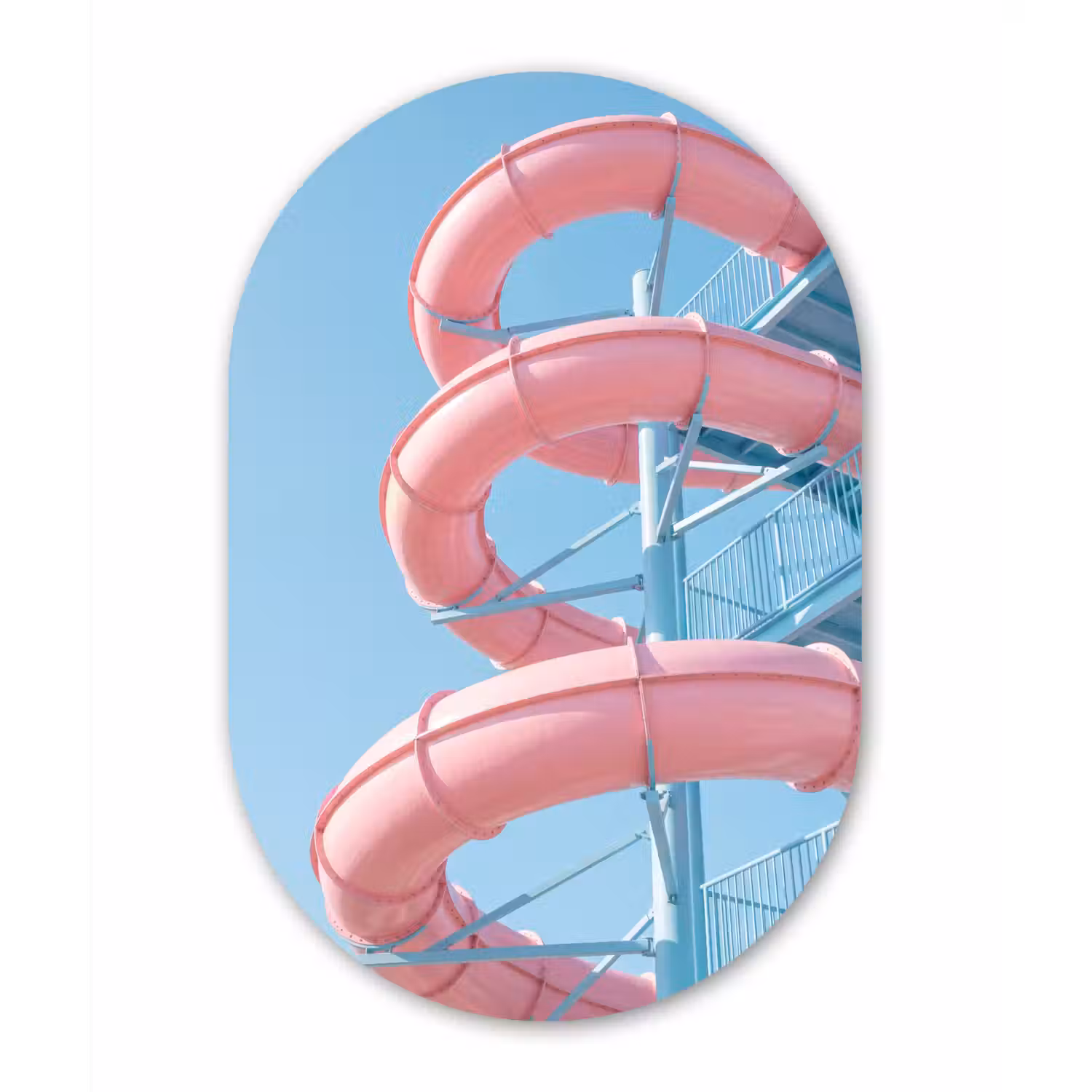 Glijbaan - Waterpark - Spiraal - Modern - Roze Wandcirkel Ovaal Aluminium middel -3d