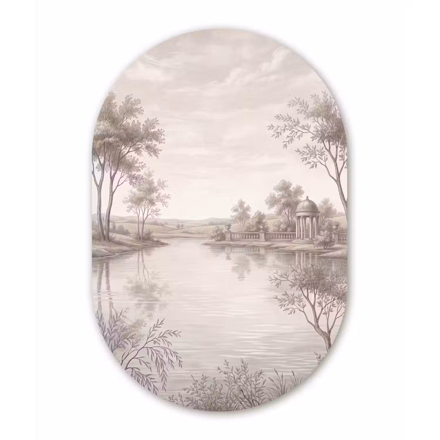 Terras - Water - Natuur - Landschap Wandcirkel Ovaal Aluminium middel -3d