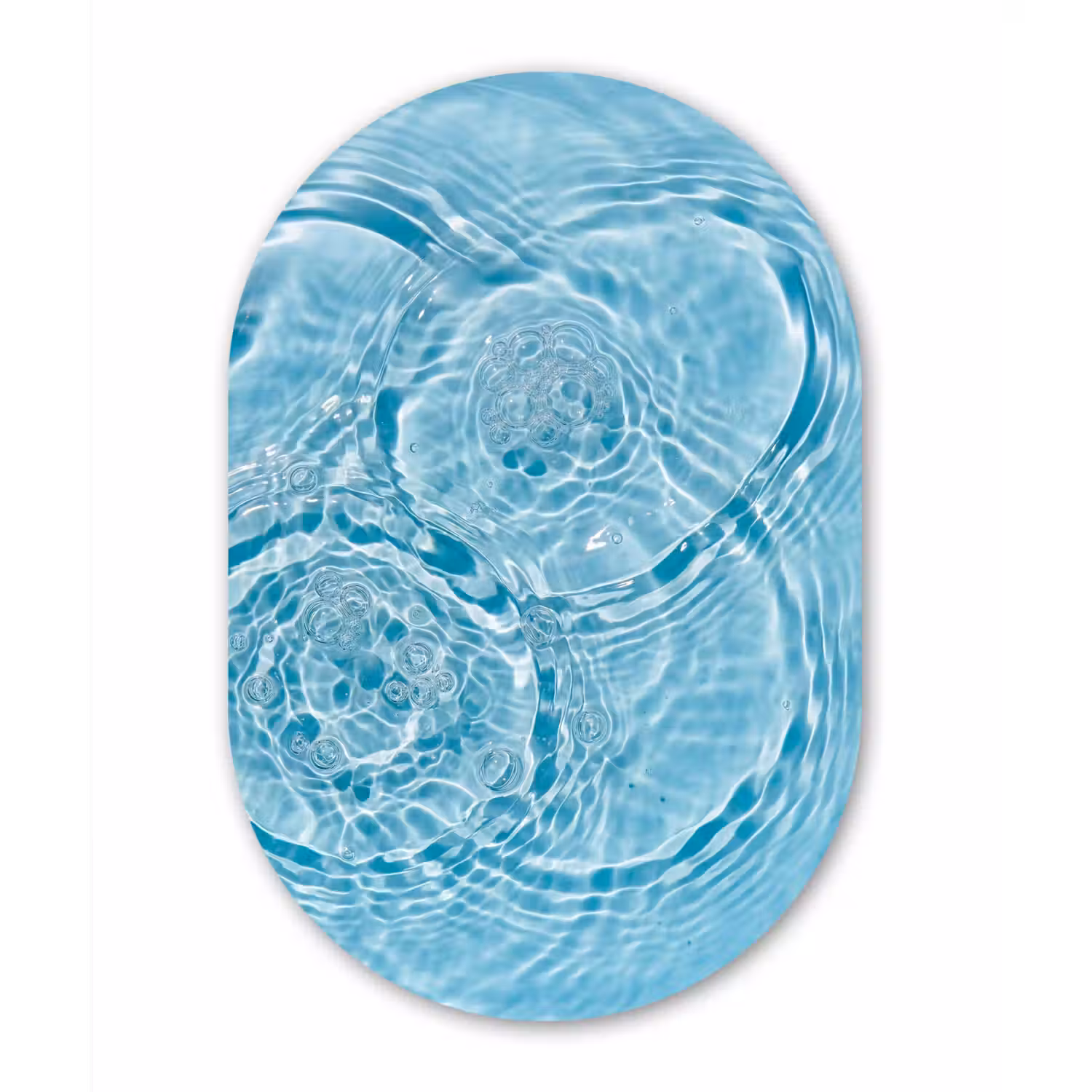 Water - Blauw - bubbels Wandcirkel Ovaal Aluminium middel -3d