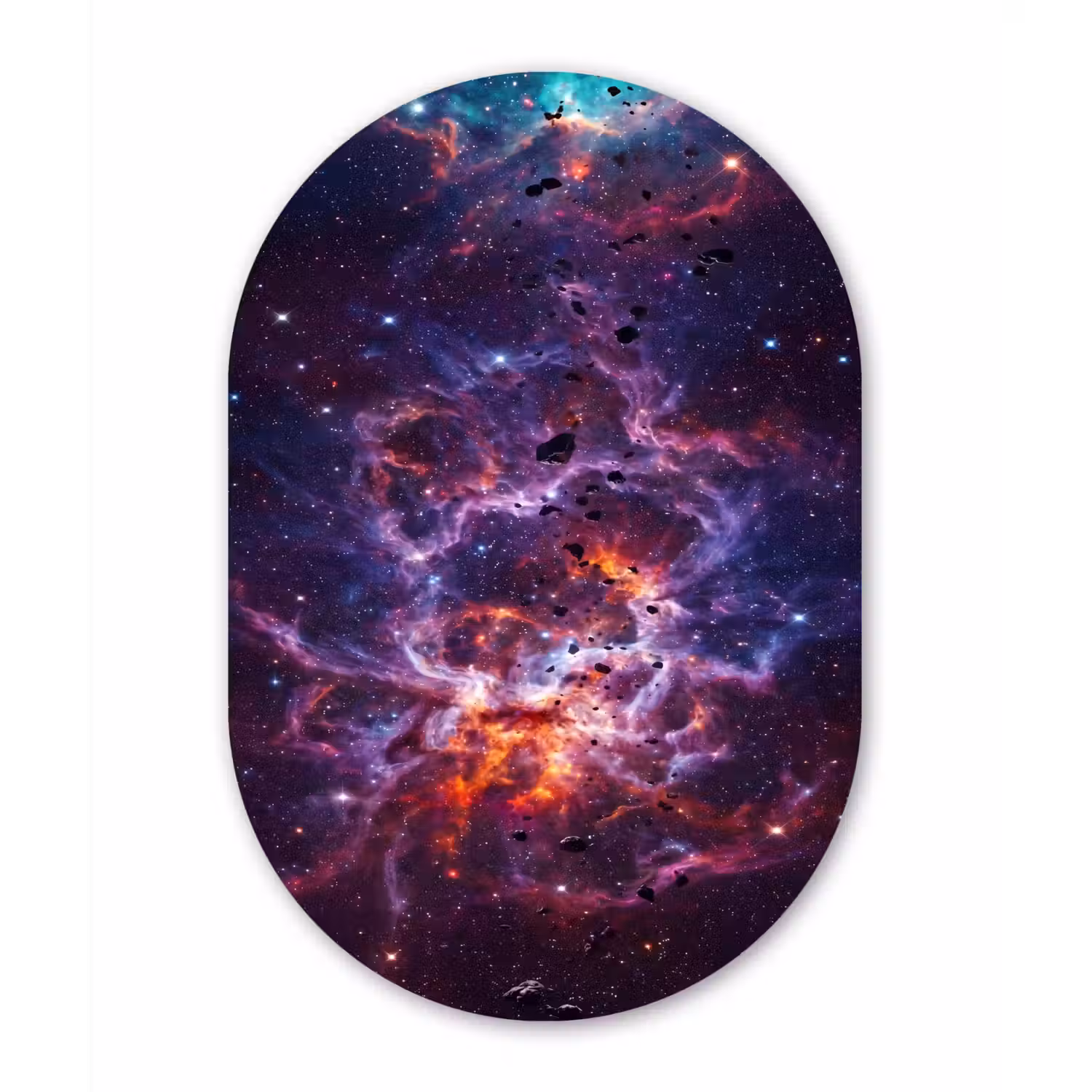 Space - Stars - Abstract - Colorful Wandcirkel Ovaal Aluminium middel -3d