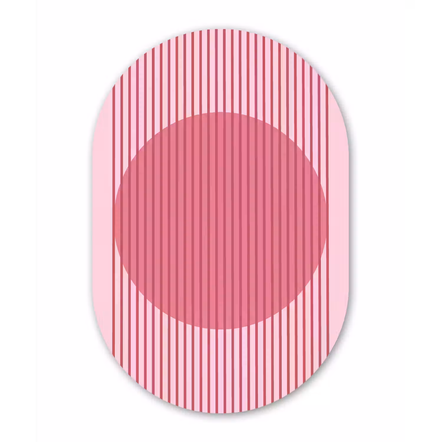 Abstract - Strepen - Ovaal - Roze - Modern Wandcirkel Ovaal Aluminium middel -3d