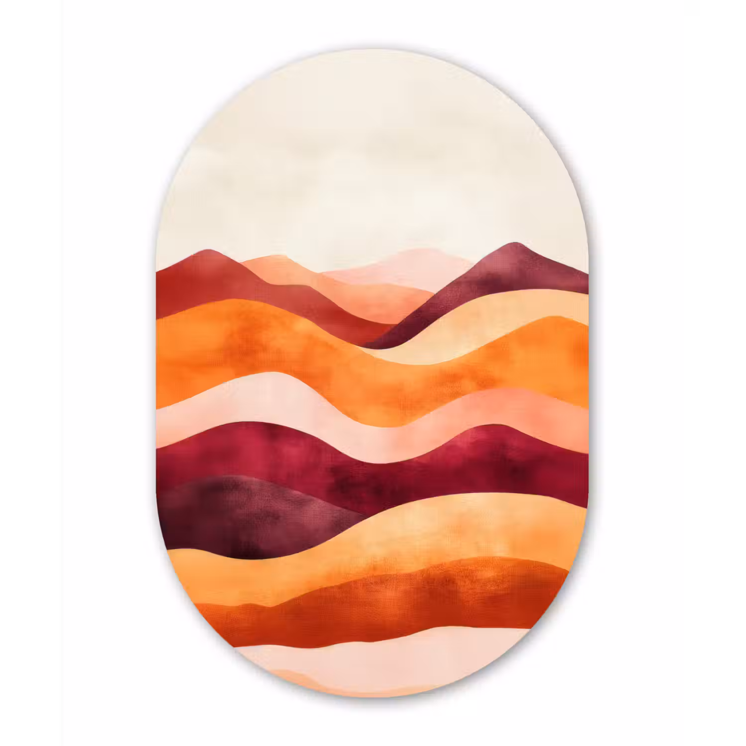 Abstract - Landschap - Golven Wandcirkel Ovaal Glas middel -3d