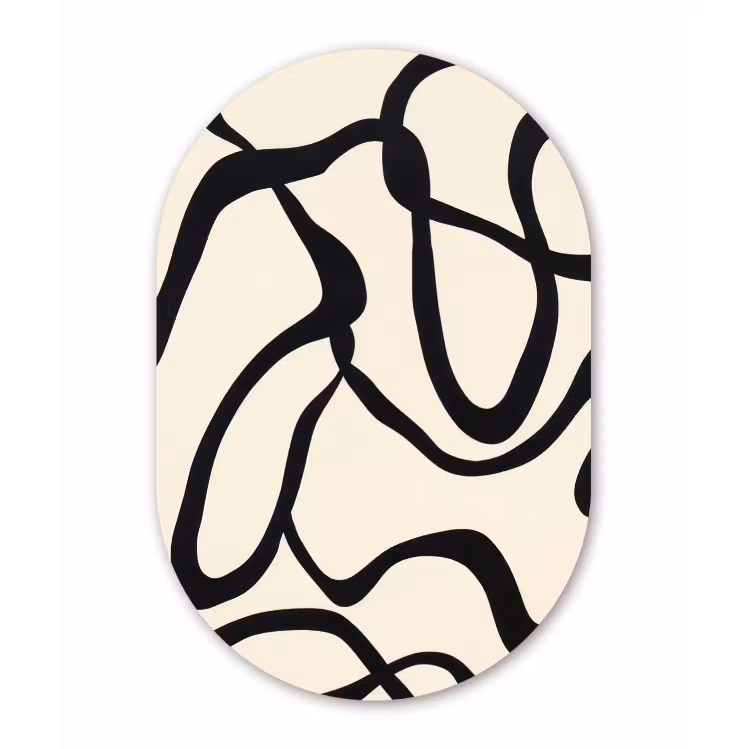 Abstract - Lijnen - Modern - Beige Wandcirkel Ovaal Glas middel -3d