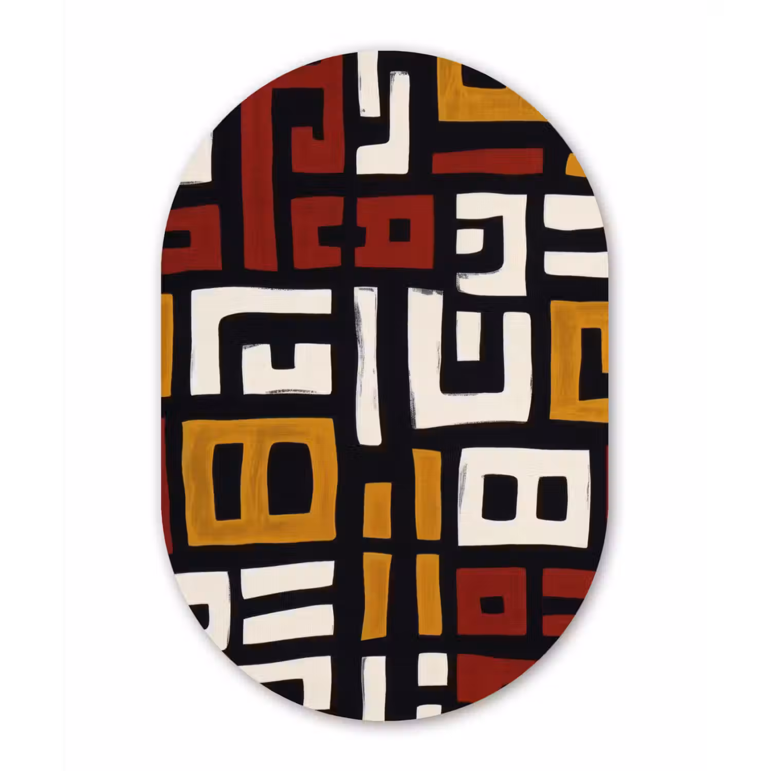 Abstract - Patroon - Rood Wandcirkel Ovaal Glas middel -3d