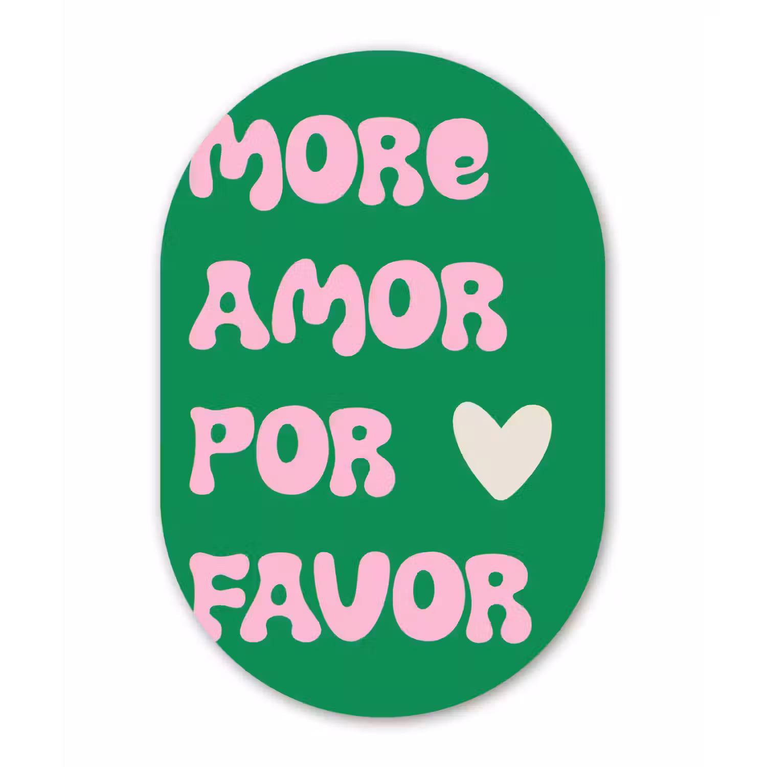 Amor - Valentijn - Groen - Tekst Wandcirkel Ovaal Glas middel -3d