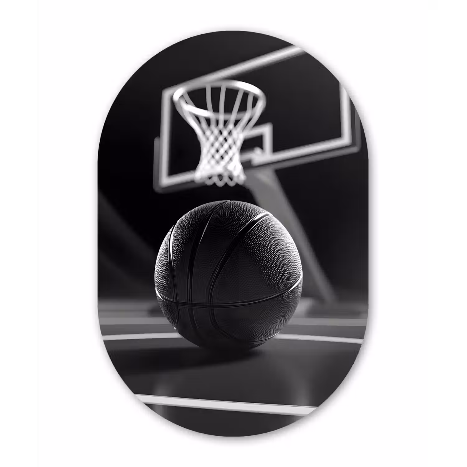 Basketbal - Basketbalveld - Lichtlijnen Wandcirkel Ovaal Glas middel -3d