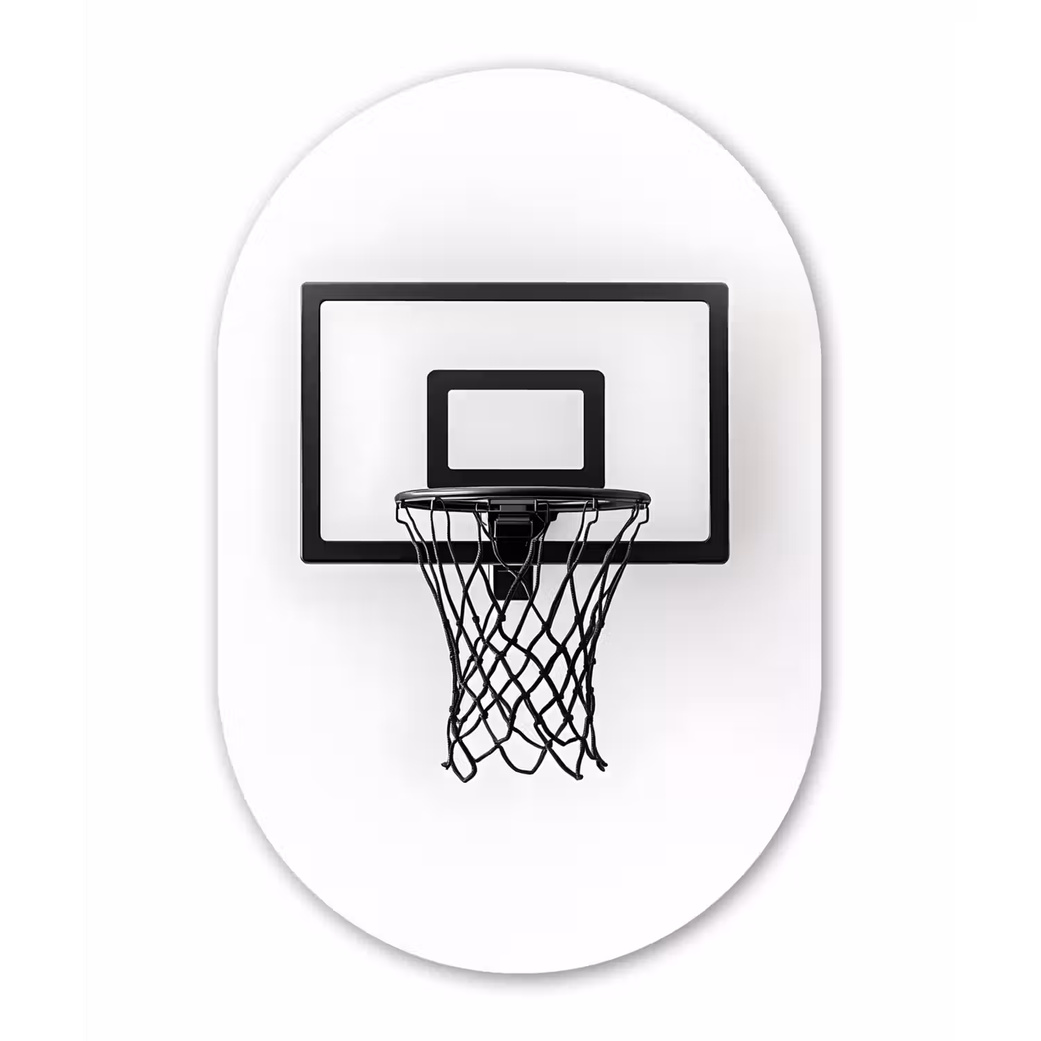Basketbalbord - Minimalistisch - Zwart Wandcirkel Ovaal Glas middel -3d
