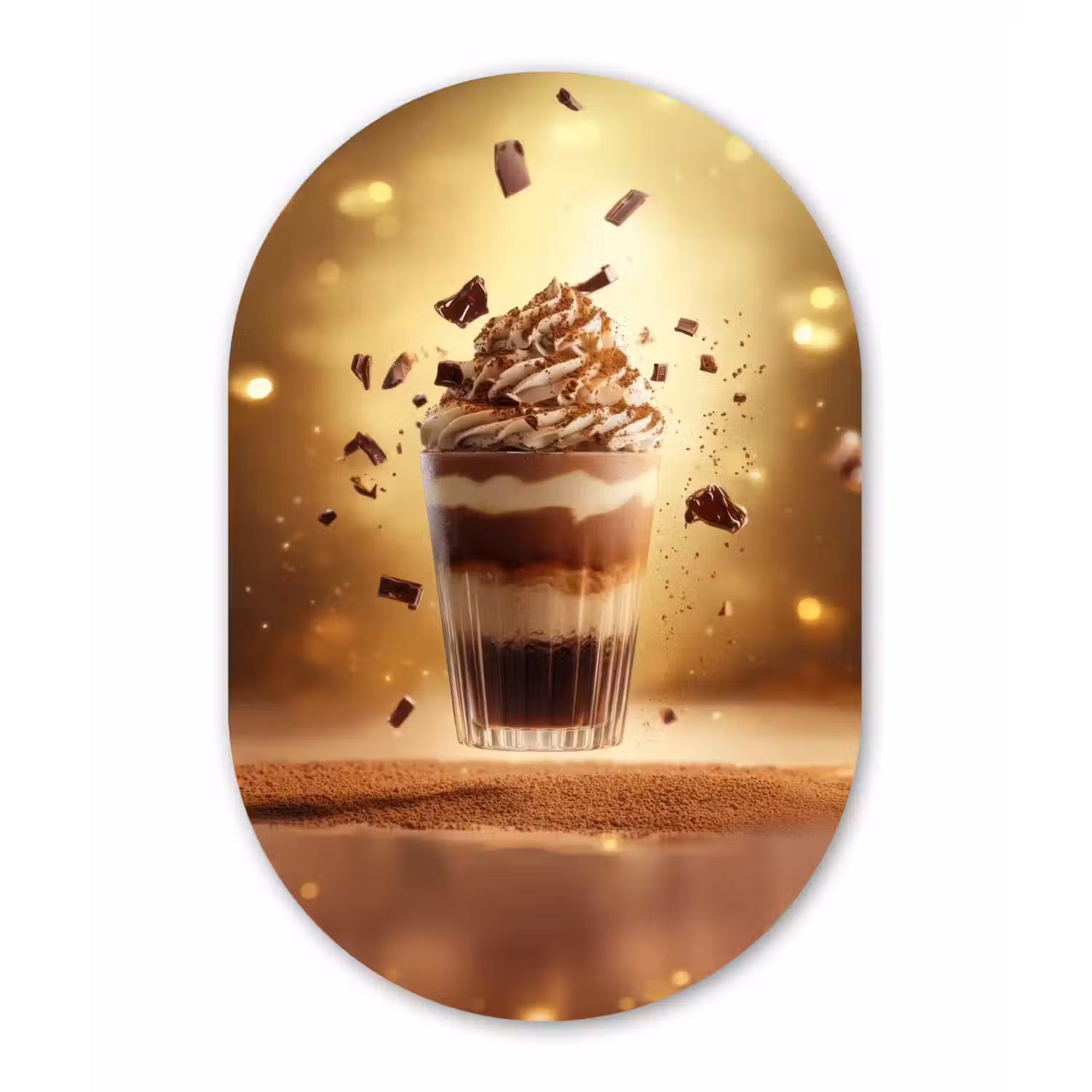 Dessert - Chocolade - Zoet - Eten Wandcirkel Ovaal Glas middel -3d
