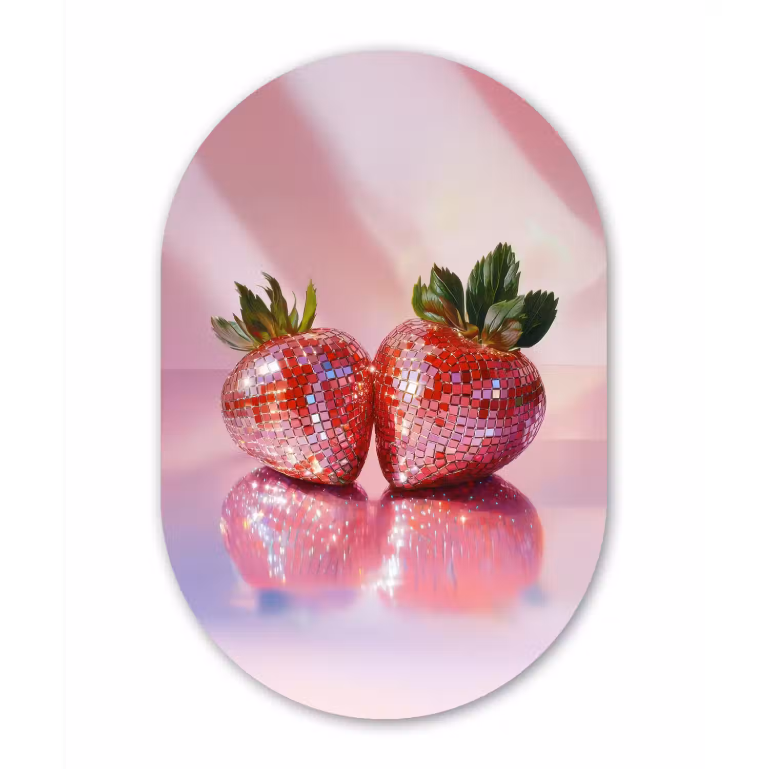 Disco - Fruit - Glitter - Strawberry Wandcirkel Ovaal Glas middel -3d