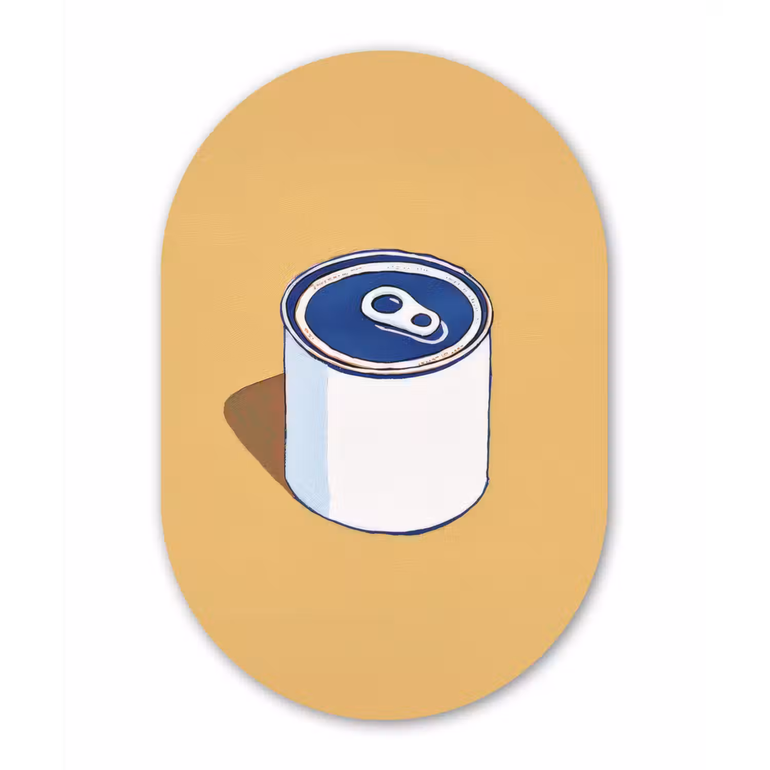 Blikje - Minimalistisch - Blauw - Illustratie Wandcirkel Ovaal Glas middel -3d