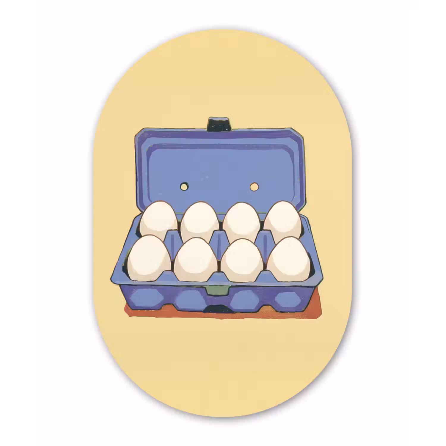 Eieren - Doos - Minimalistisch - Blauw Wandcirkel Ovaal Glas middel -3d