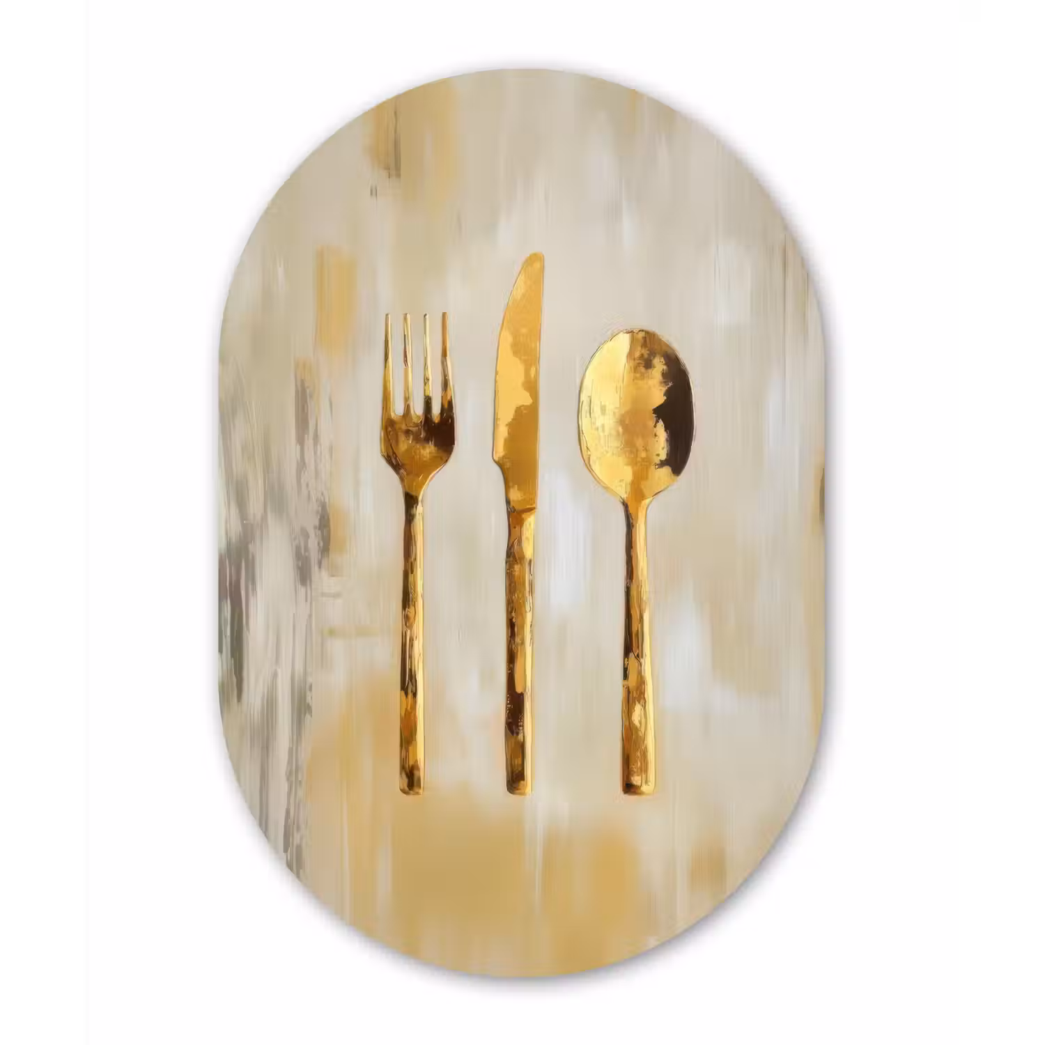Verf - Goud - Bestek Wandcirkel Ovaal Glas middel -3d