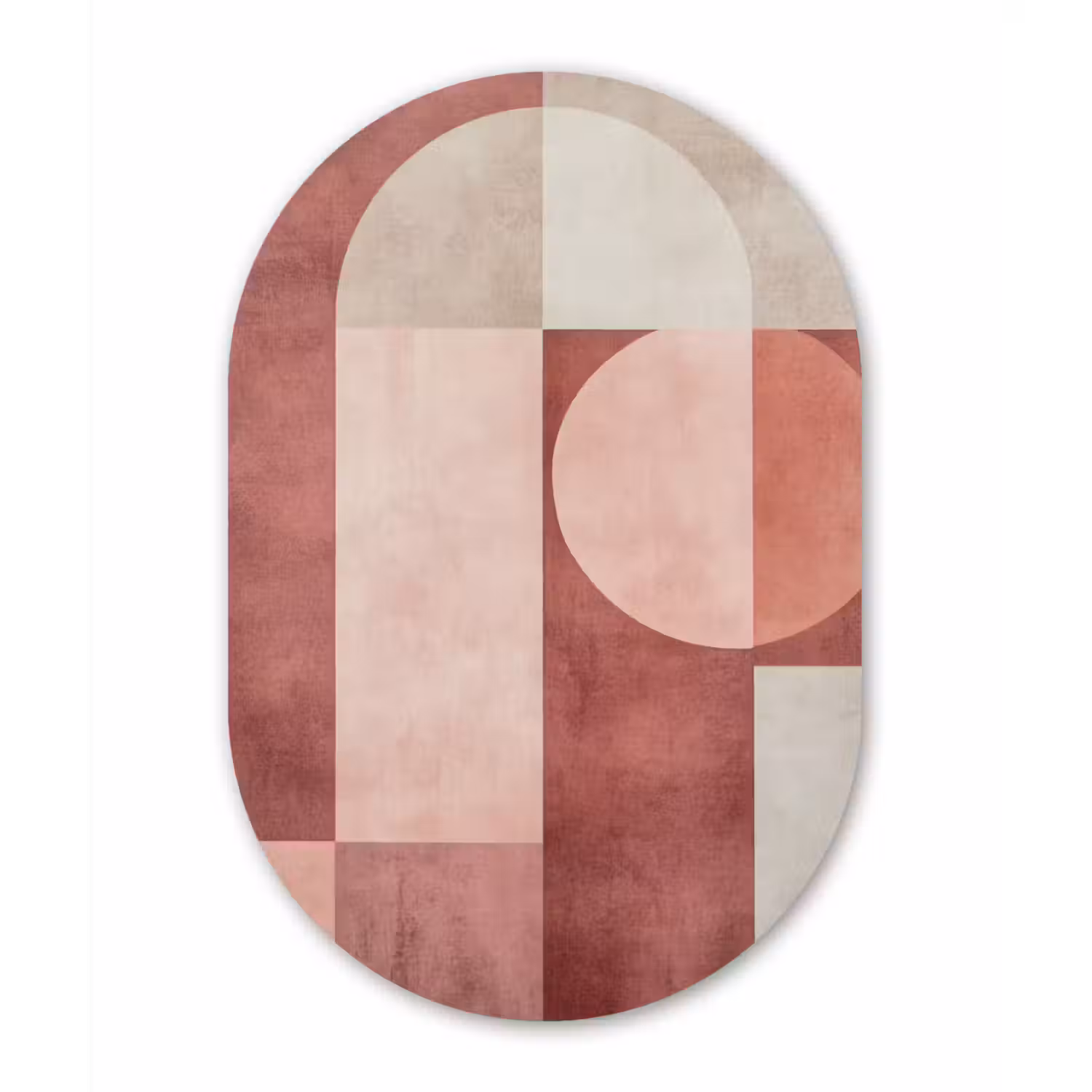 Figuren - Abstract - Roze Wandcirkel Ovaal Glas middel -3d