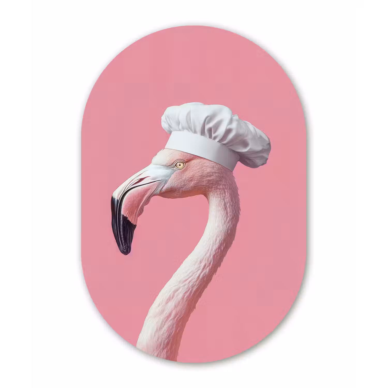 Flamingo - Roze - Koksmuts - Vogel Wandcirkel Ovaal Glas middel -3d